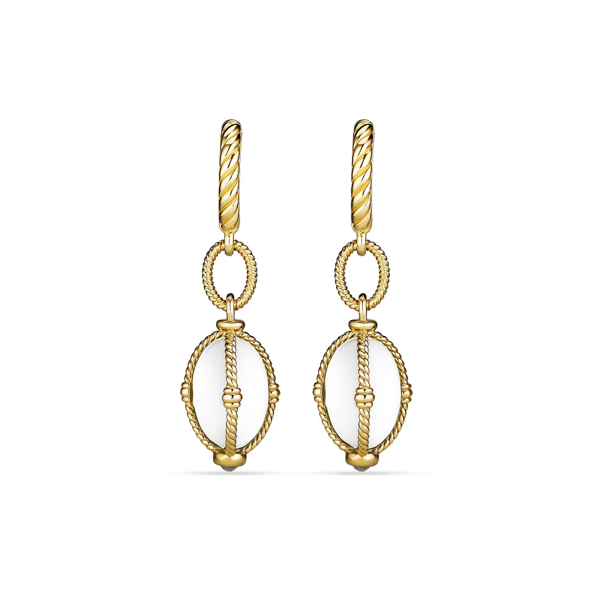 Ocean Reef Drop Earrings with White Agate in 18K Gold Vermeil