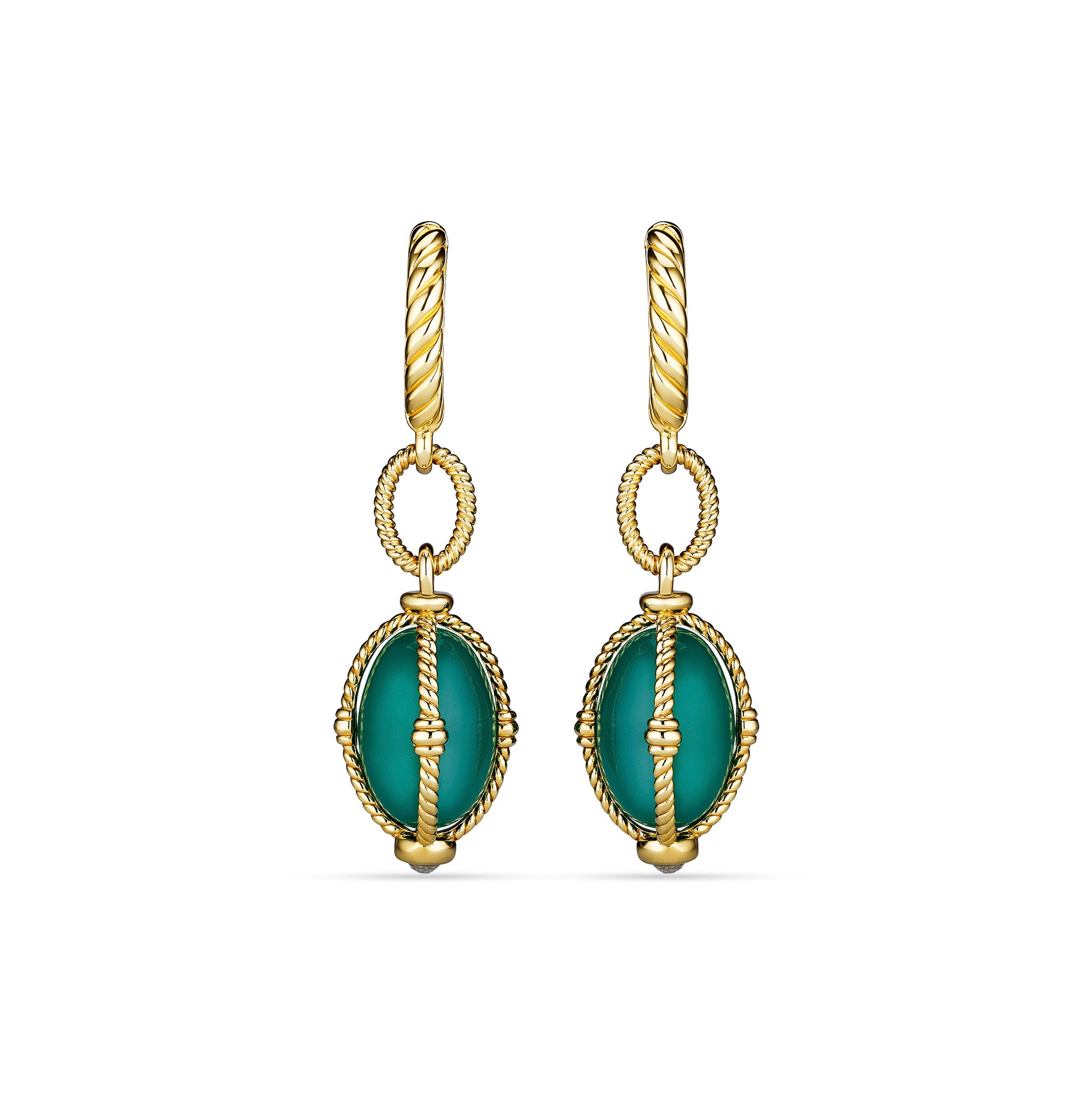 Ocean Reef Drop Earrings with Green Chalcedony in 18K Gold Vermeil