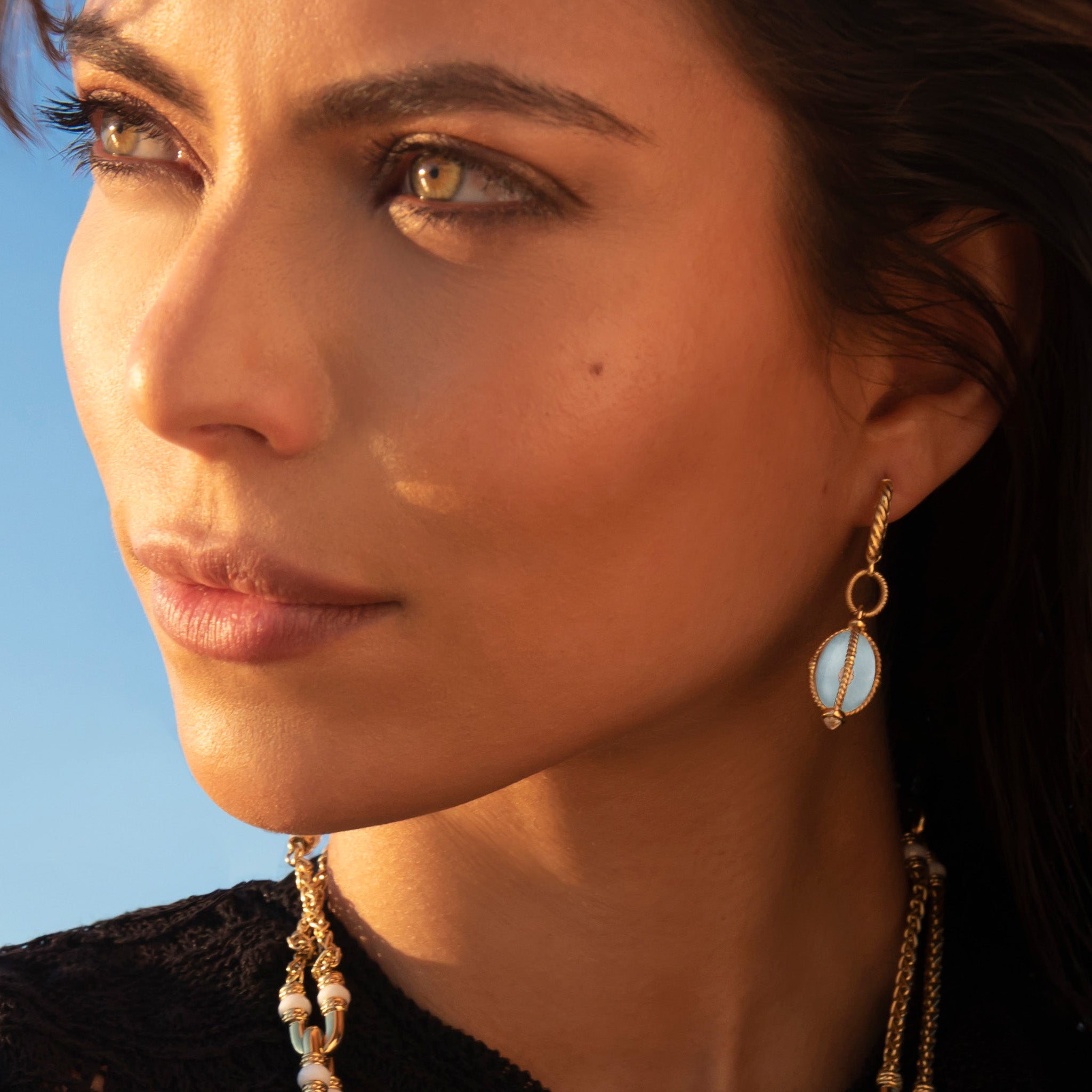 Ocean Reef Drop Earrings with Aquamarine in 18K Gold Vermeil