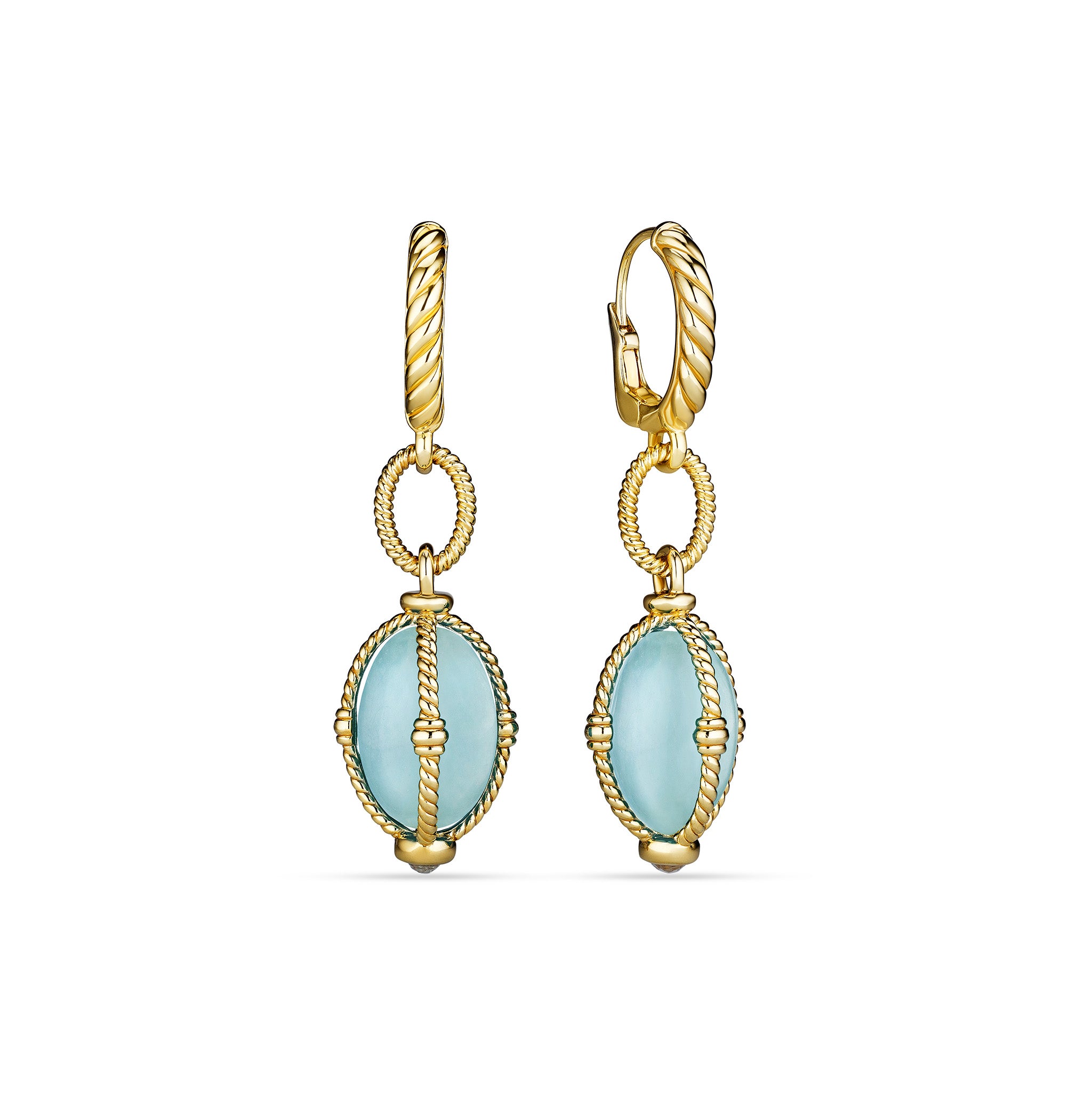 Ocean Reef Drop Earrings With Aquamarine In 18K Gold Vermeil