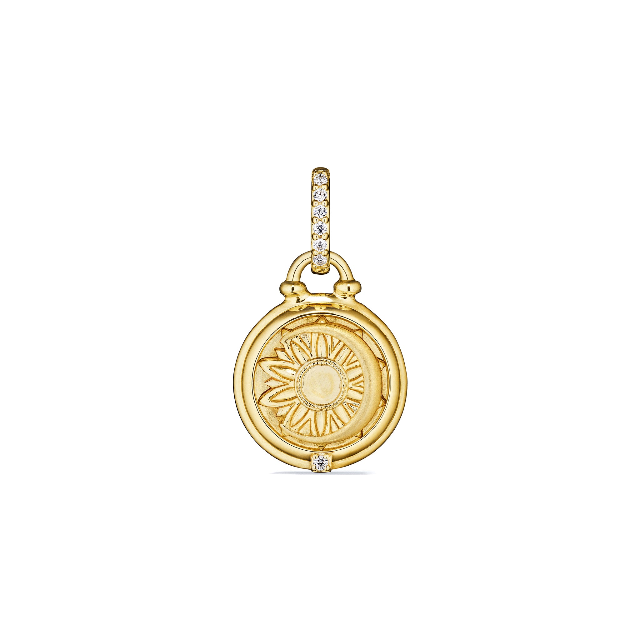 Little Luxuries Sun And Moon Medallion With Diamonds In 18K