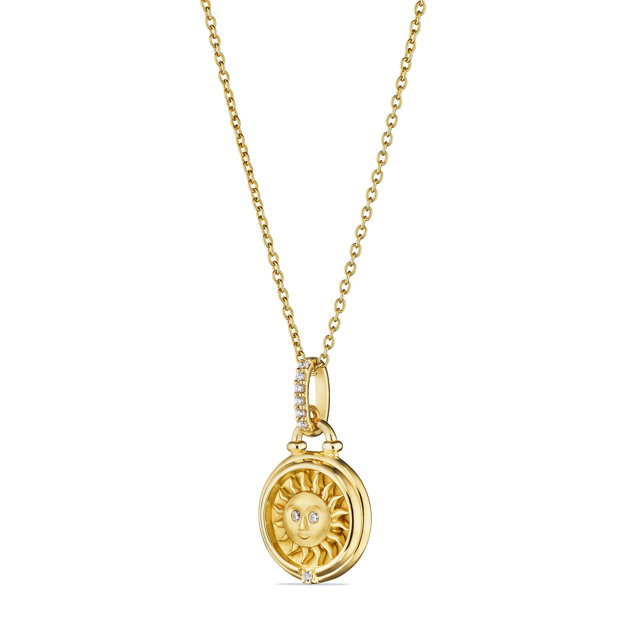 Little Luxuries Sun Medallion Necklace with Diamonds in 18K
