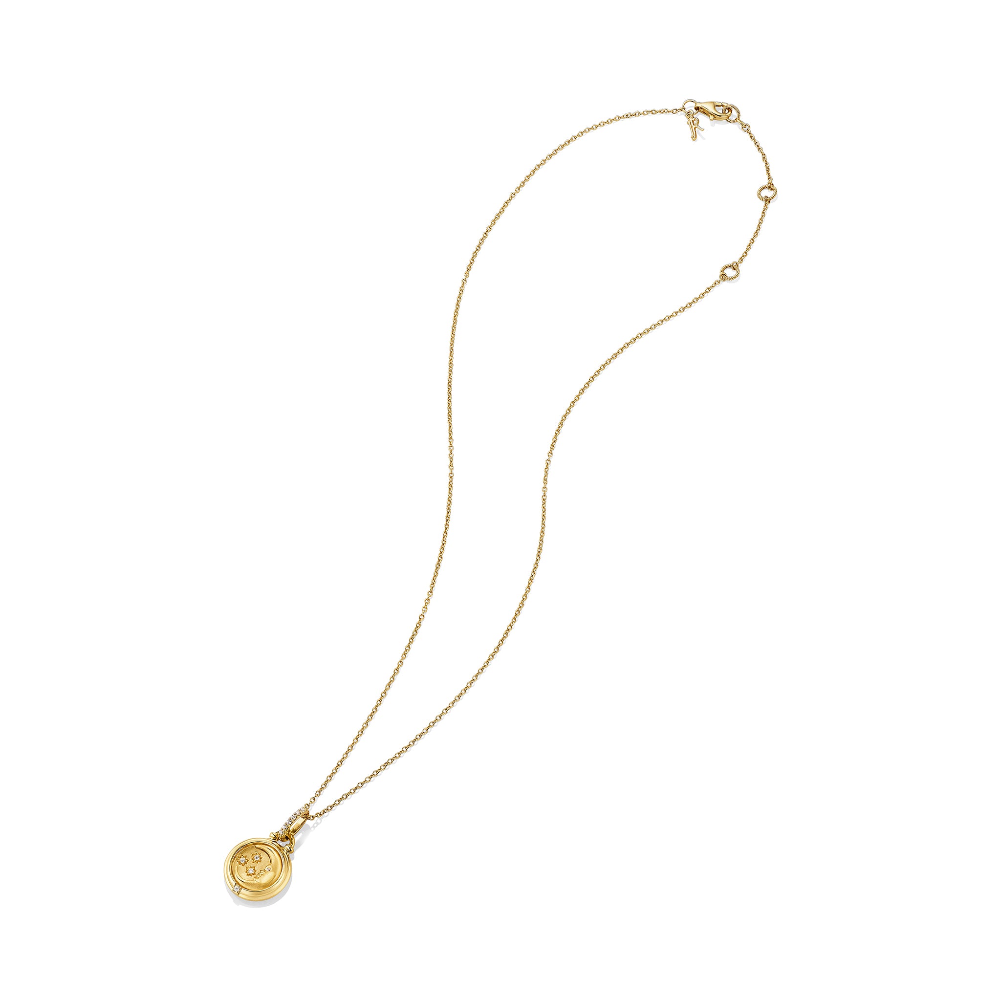 Little Luxuries Moon and Stars Medallion Necklace with Diamonds in 18K