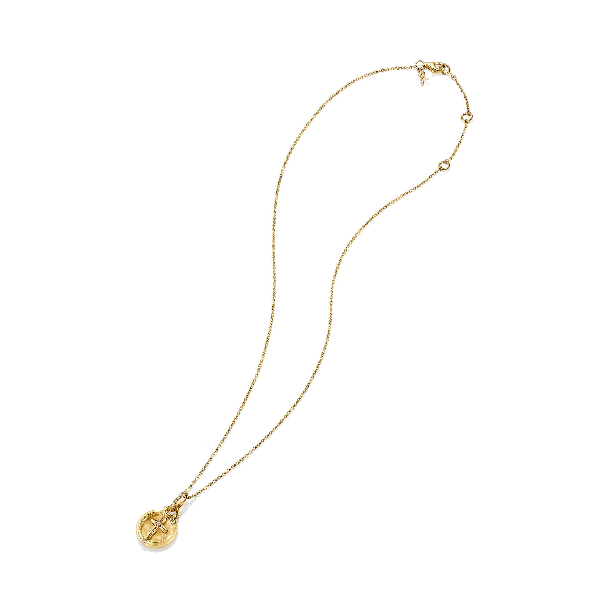 Little Luxuries Cross Medallion Necklace with Diamonds in 18K