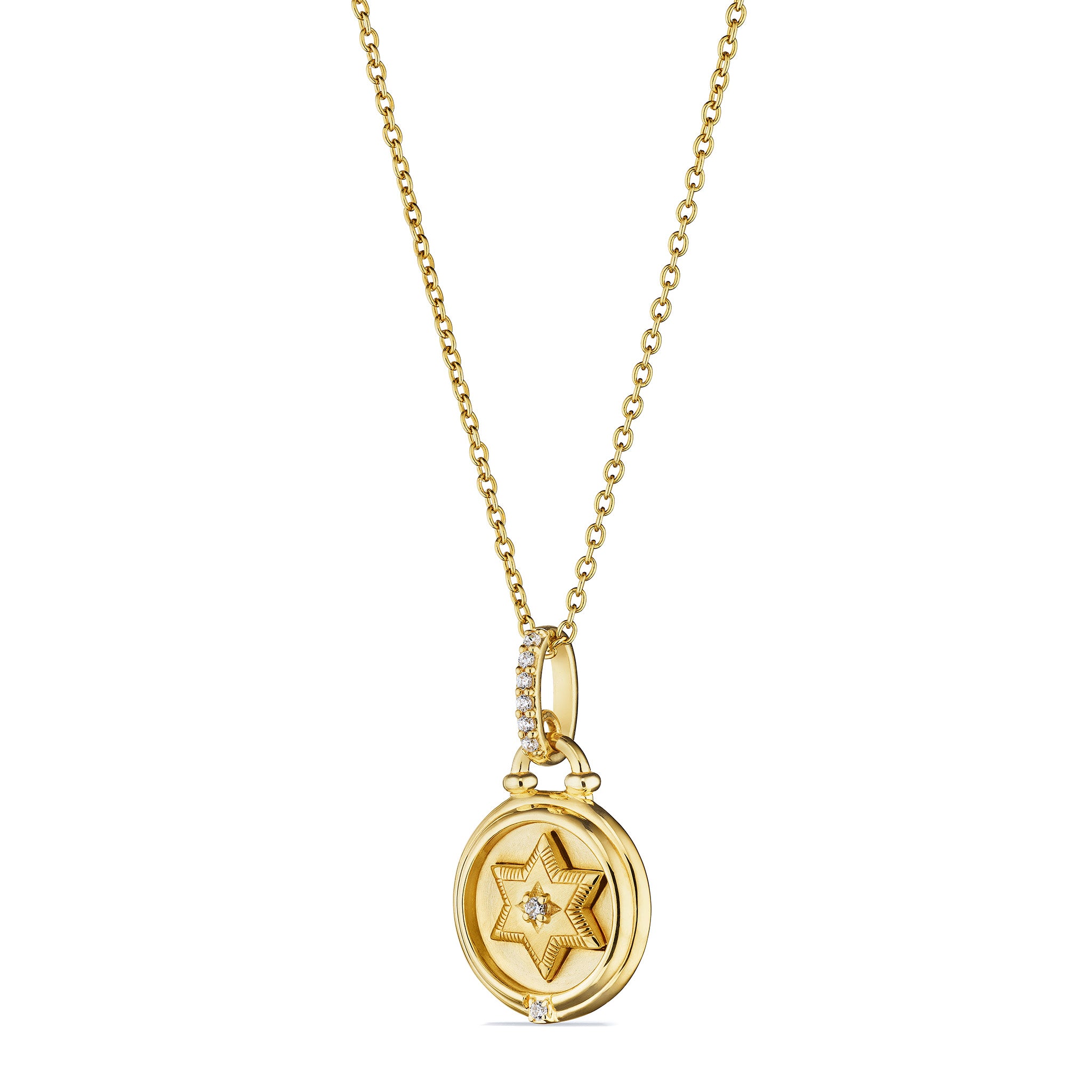 Little Luxuries Star of David Medallion Necklace with Diamonds in 18K