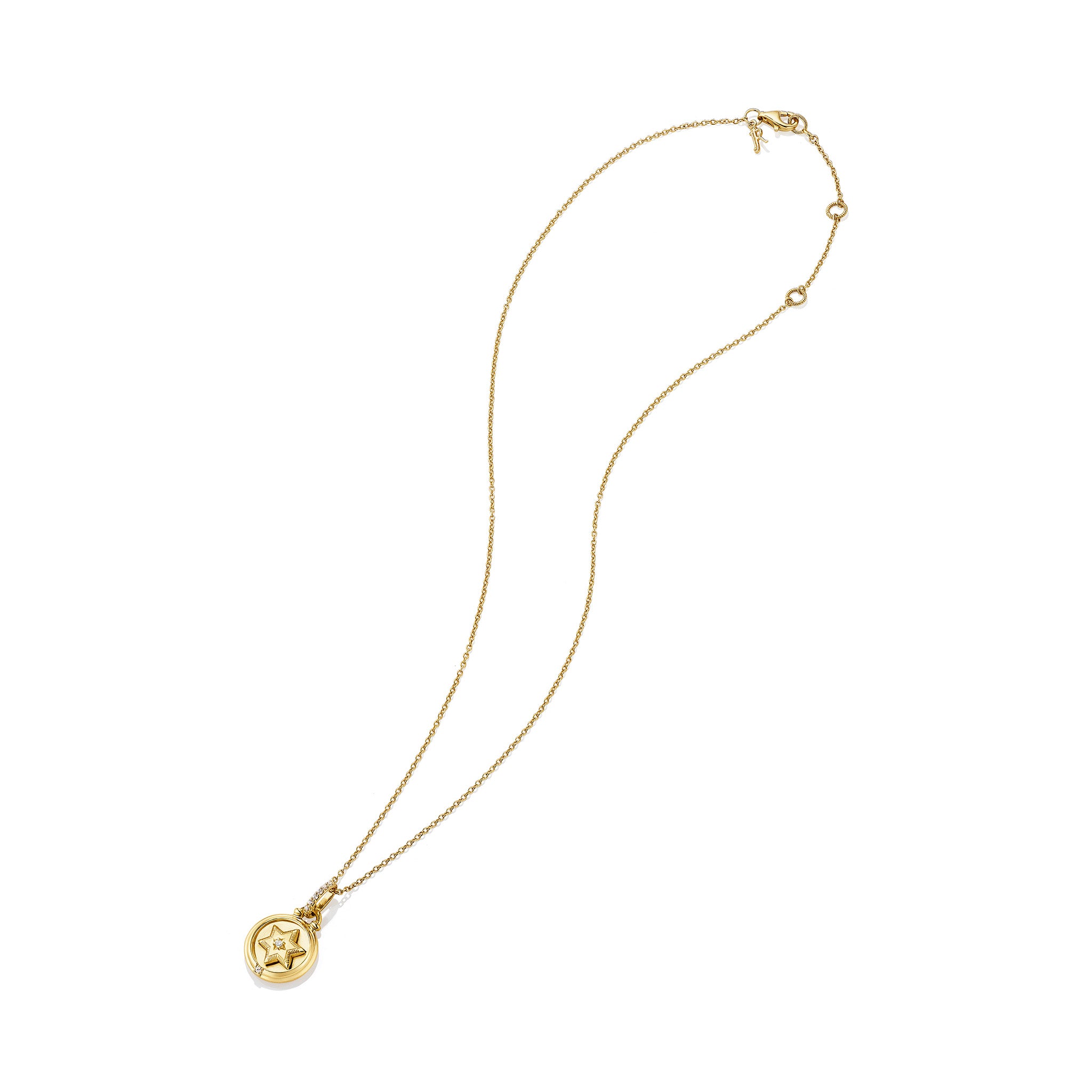 Little Luxuries Star of David Medallion Necklace with Diamonds in 18K