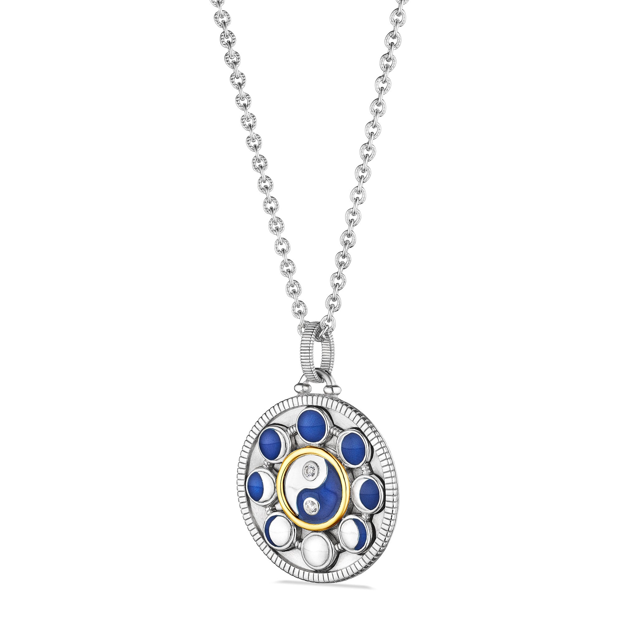 Little Luxuries Long Moon Phase Medallion Necklace with Diamonds and 18K Gold
