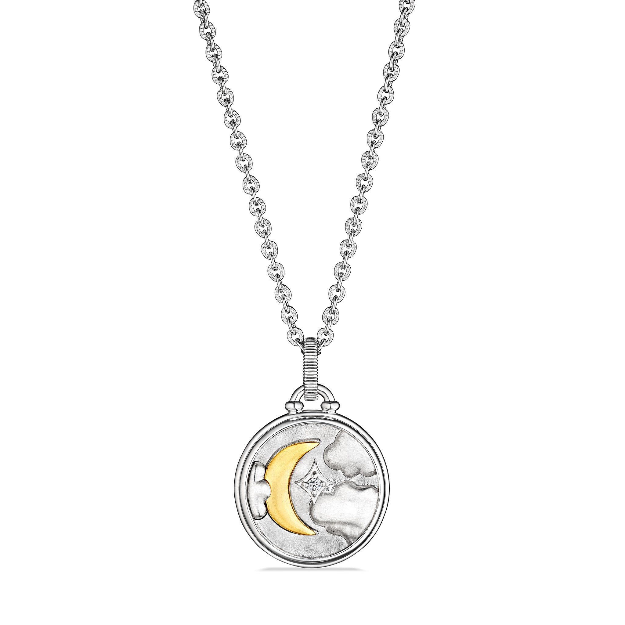 Little Luxuries Star Light Medallion Necklace With Diamonds And 18K Gold