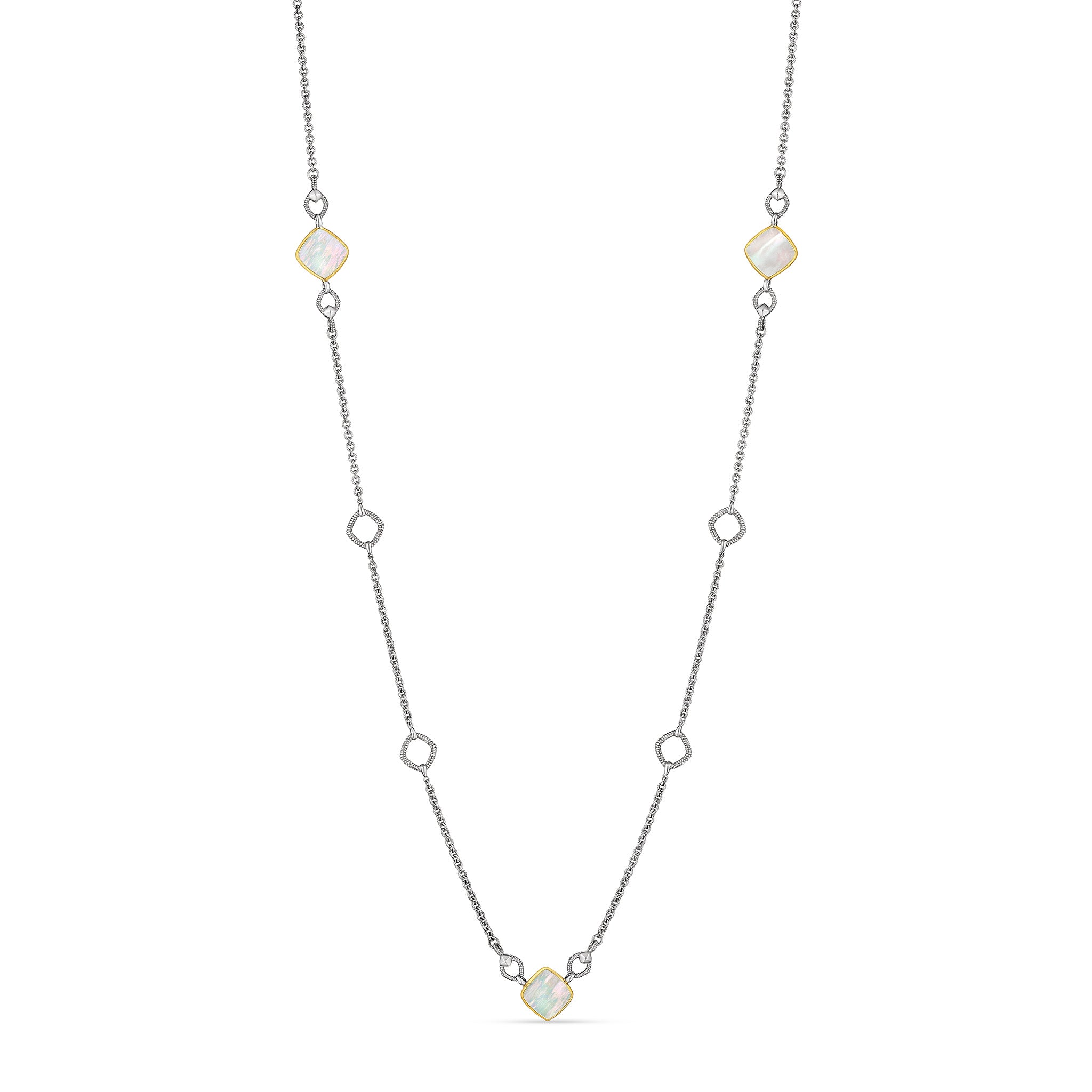 Eternity Long Station Necklace With Mother Of Pearl And 18K Gold