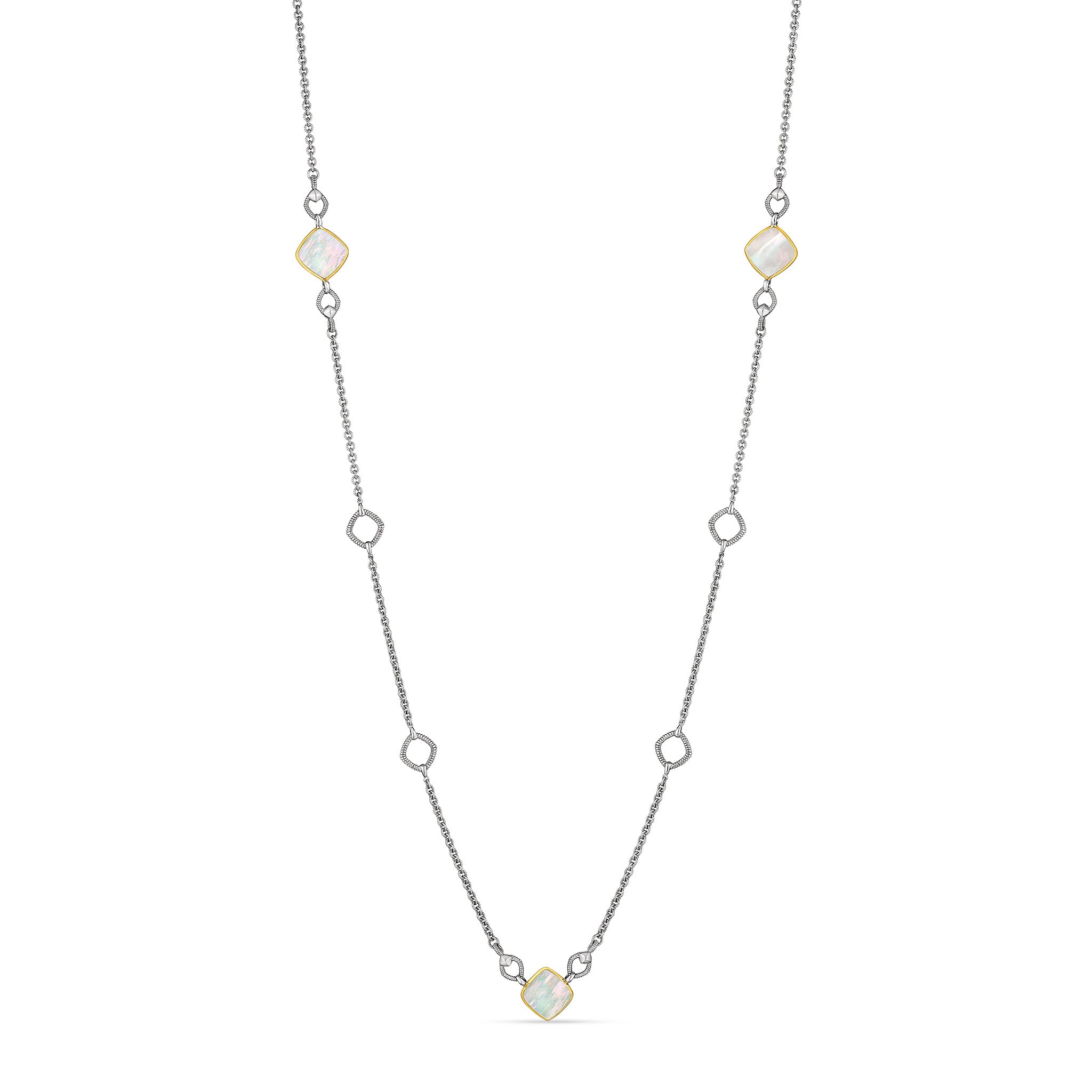 Eternity Long Station Necklace With Mother Of Pearl And 18K Gold