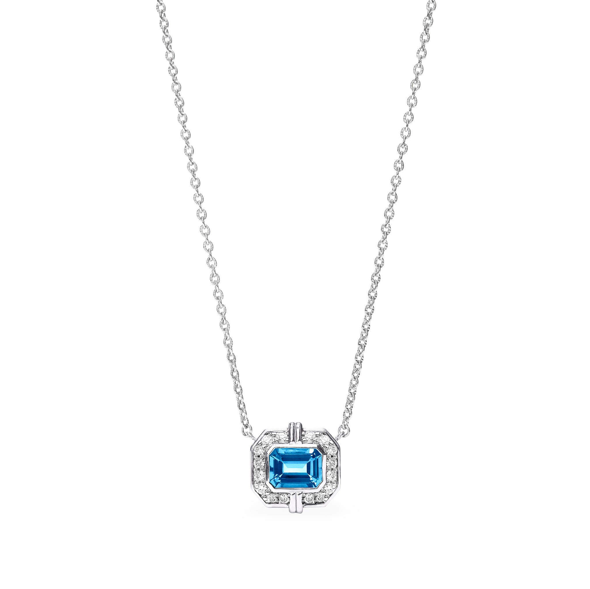 Adrienne Necklace With Swiss Blue Topaz And Diamonds
