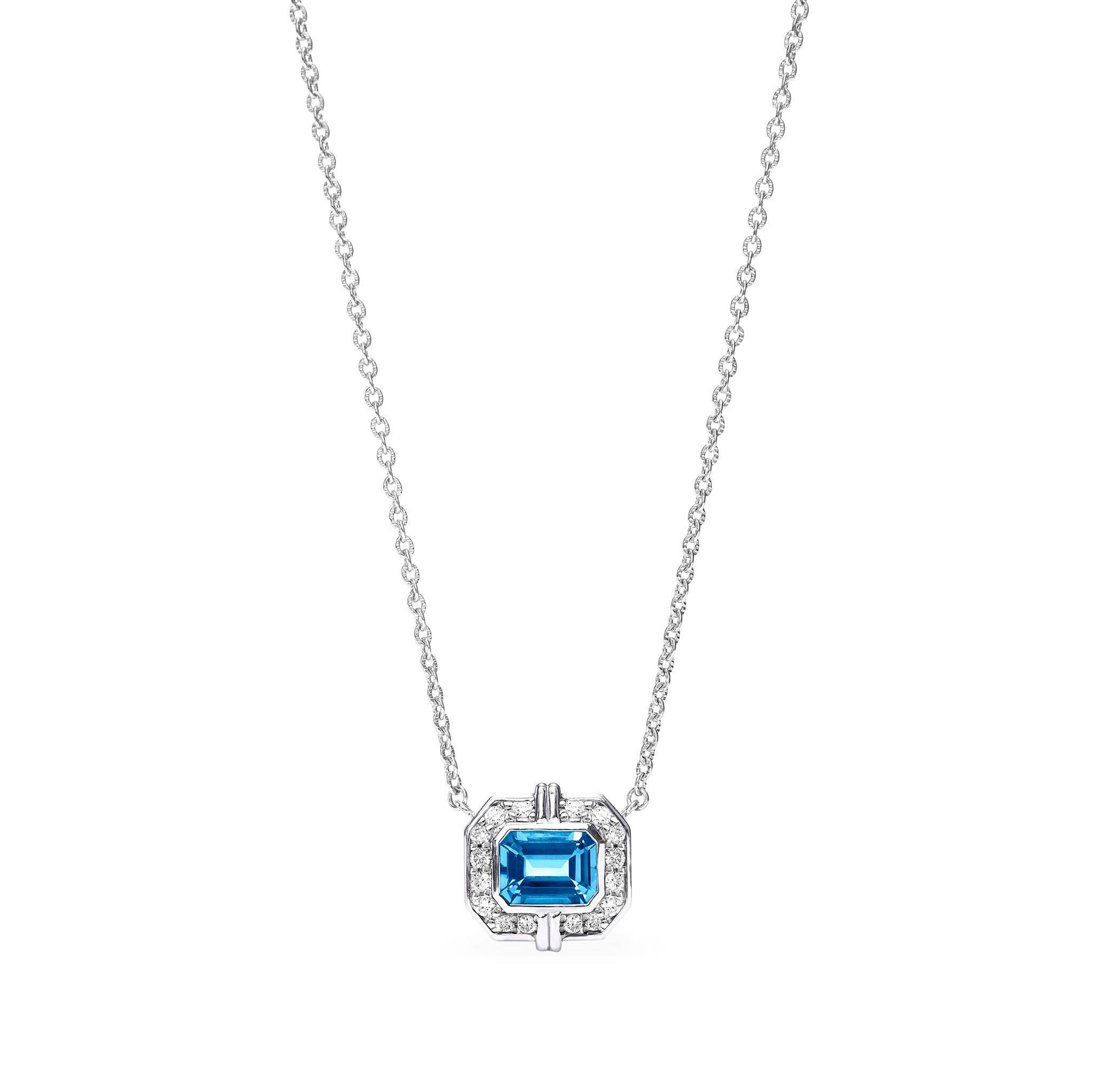 Adrienne Necklace With Swiss Blue Topaz And Diamonds