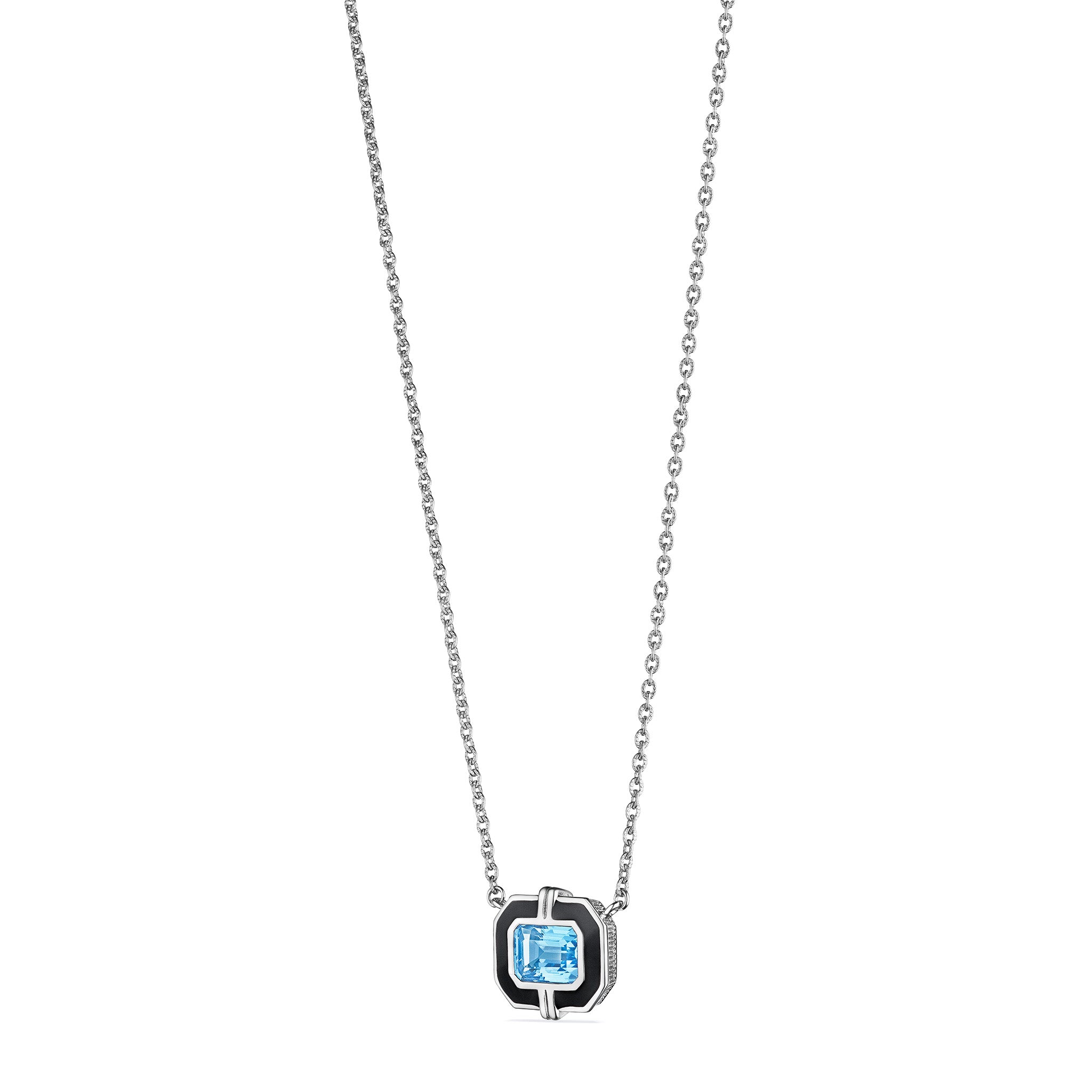 Adrienne Necklace with Enamel and Swiss Blue Topaz