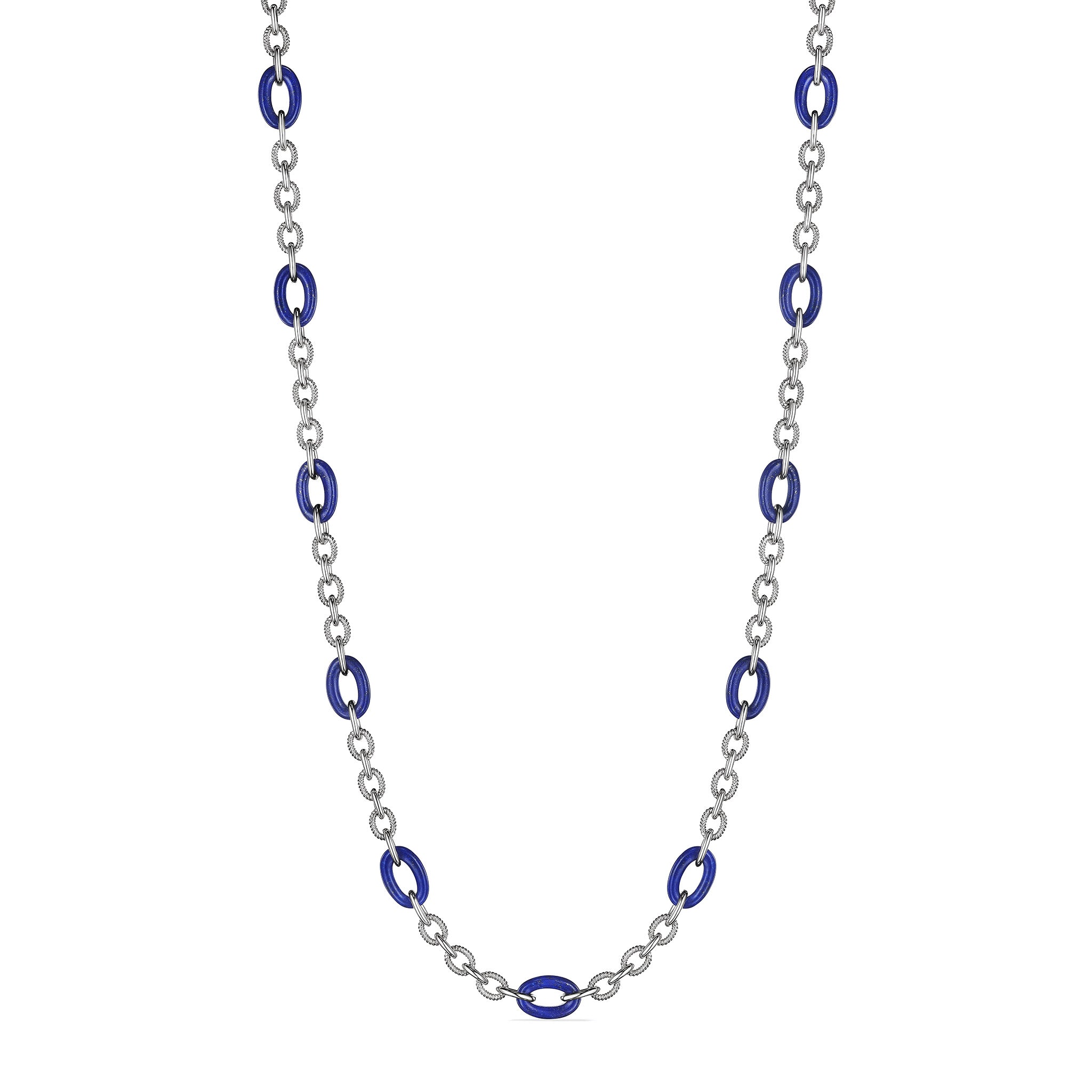 Eternity Long Signature Link Necklace With Lapis