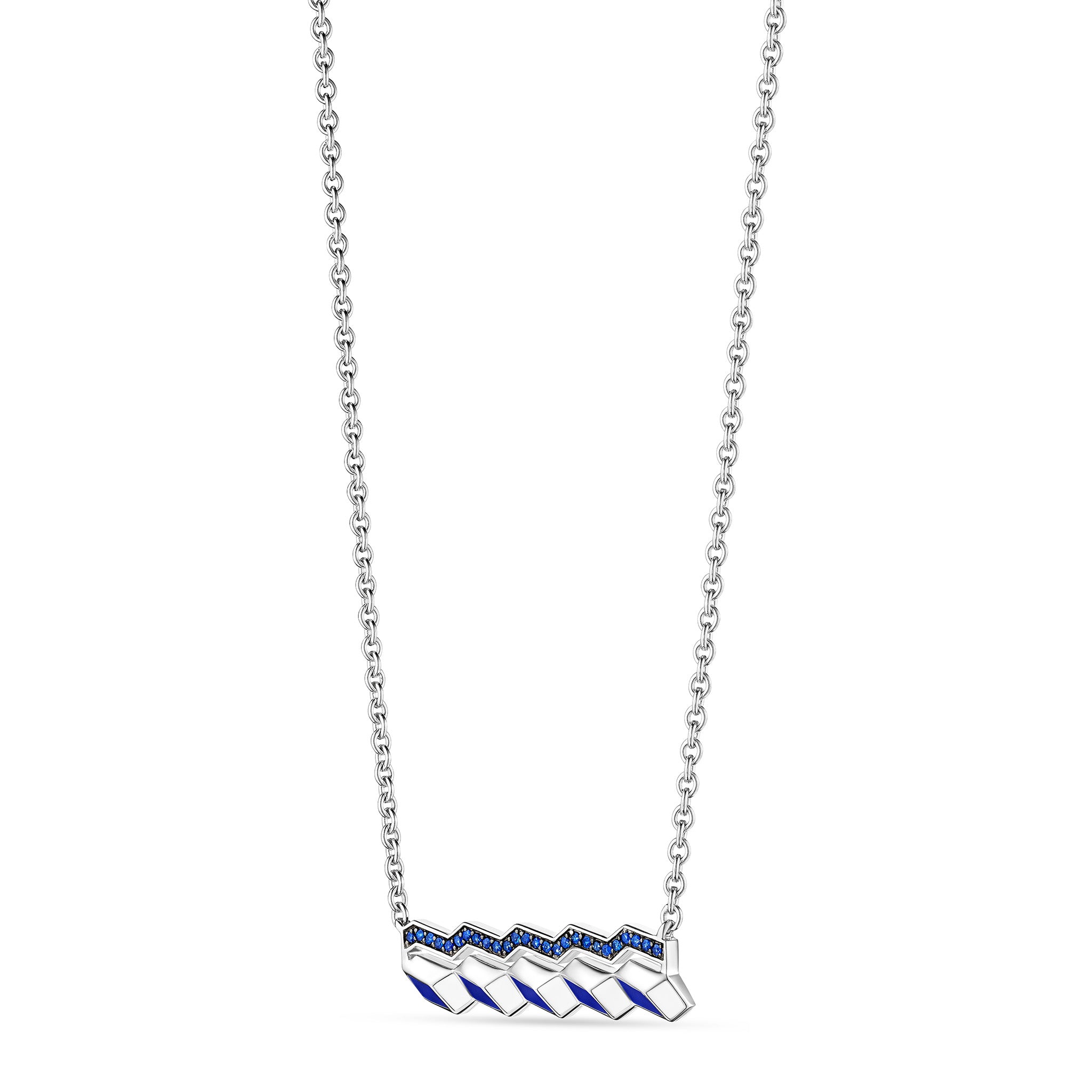 Odyssey Bar Necklace With Enamel And Blue Sapphire