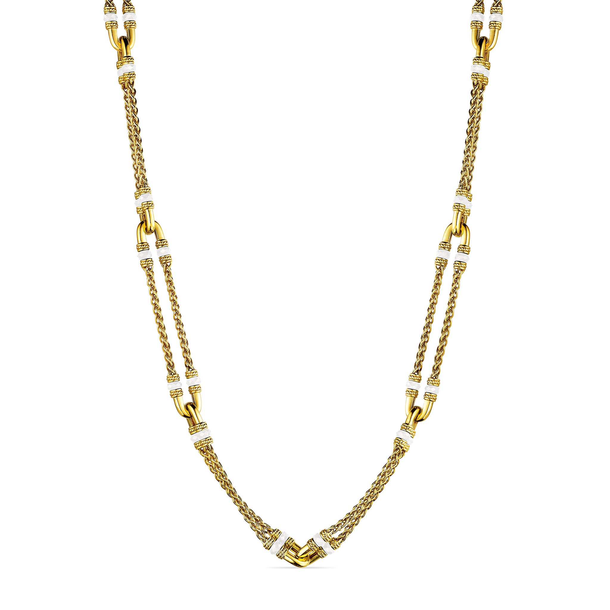 Ocean Reef Statement Necklace With White Agate In 18K Gold Vermeil