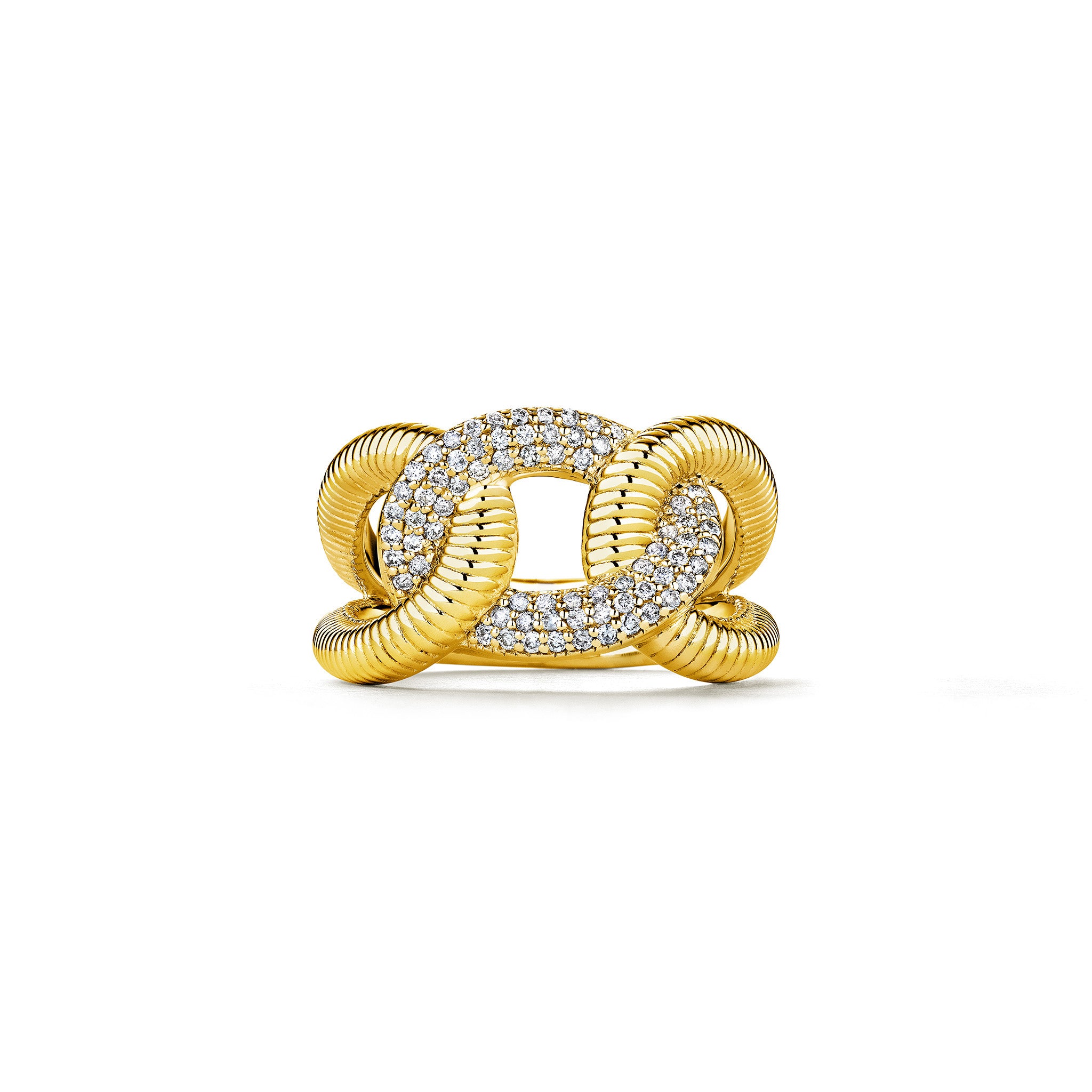 Eternity Interlocking Link Ring With Diamonds In 18K