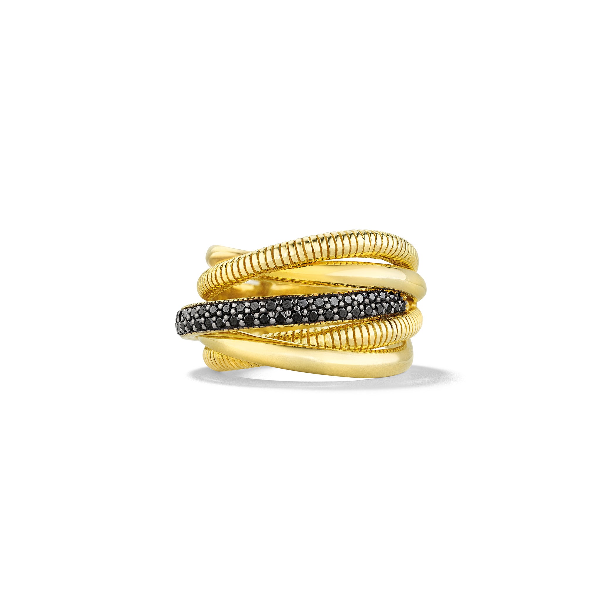Eternity Five Band Highway Ring with Black Diamonds in 18K