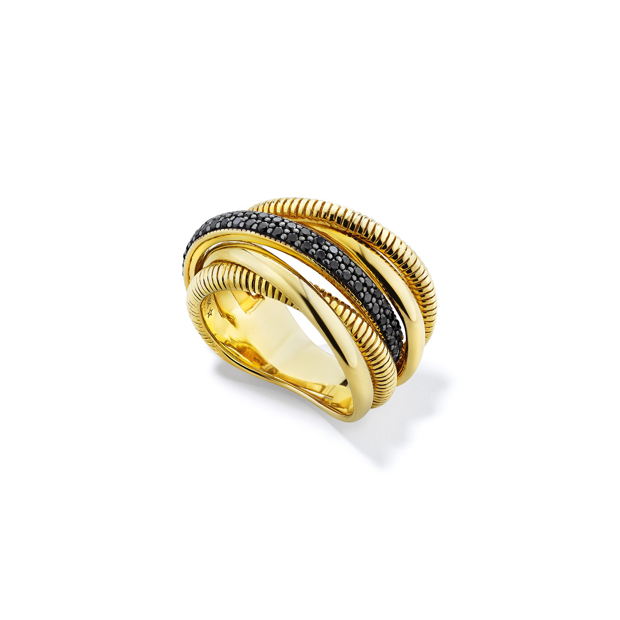 Eternity Five Band Highway Ring with Black Diamonds in 18K