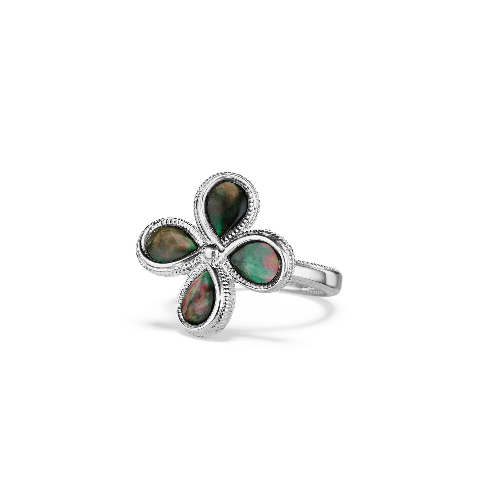 Jardin Flower Ring with Black Mother of Pearl