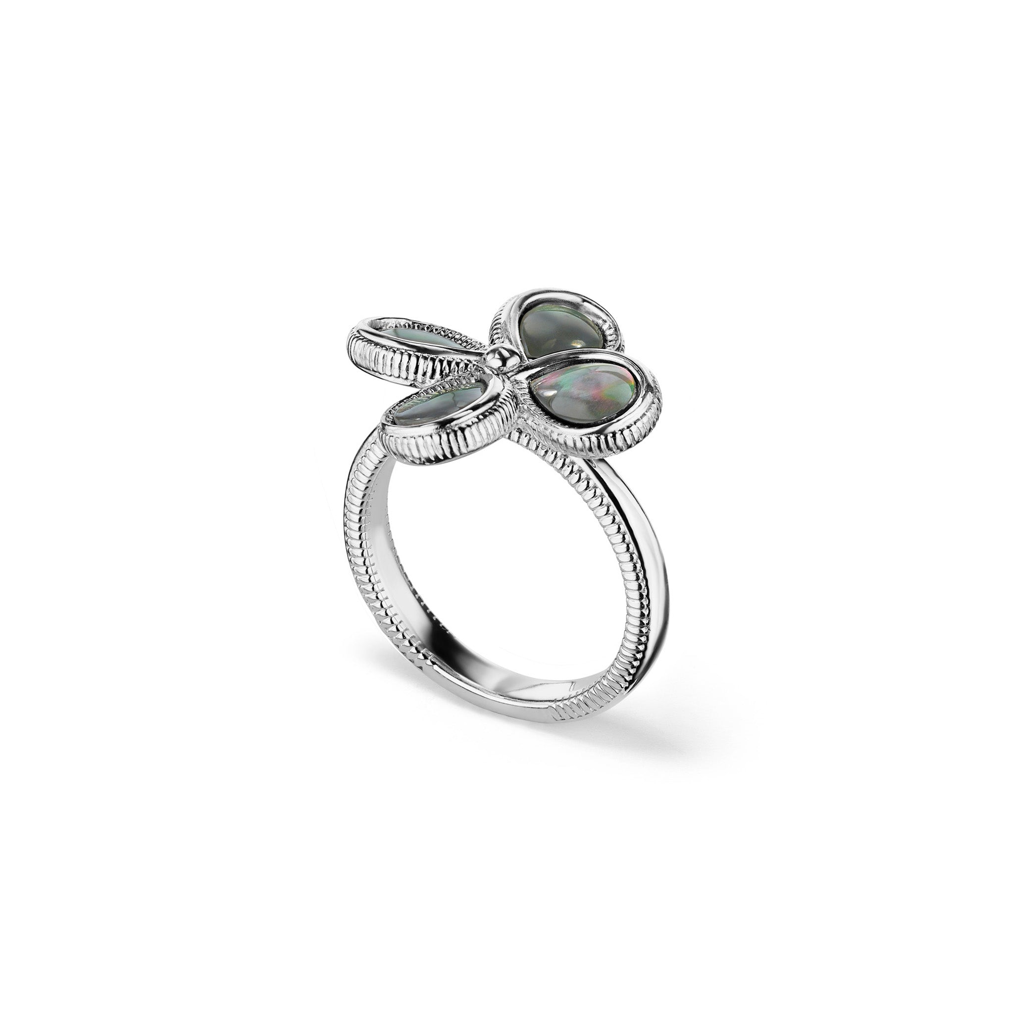 Jardin Flower Ring with Black Mother of Pearl