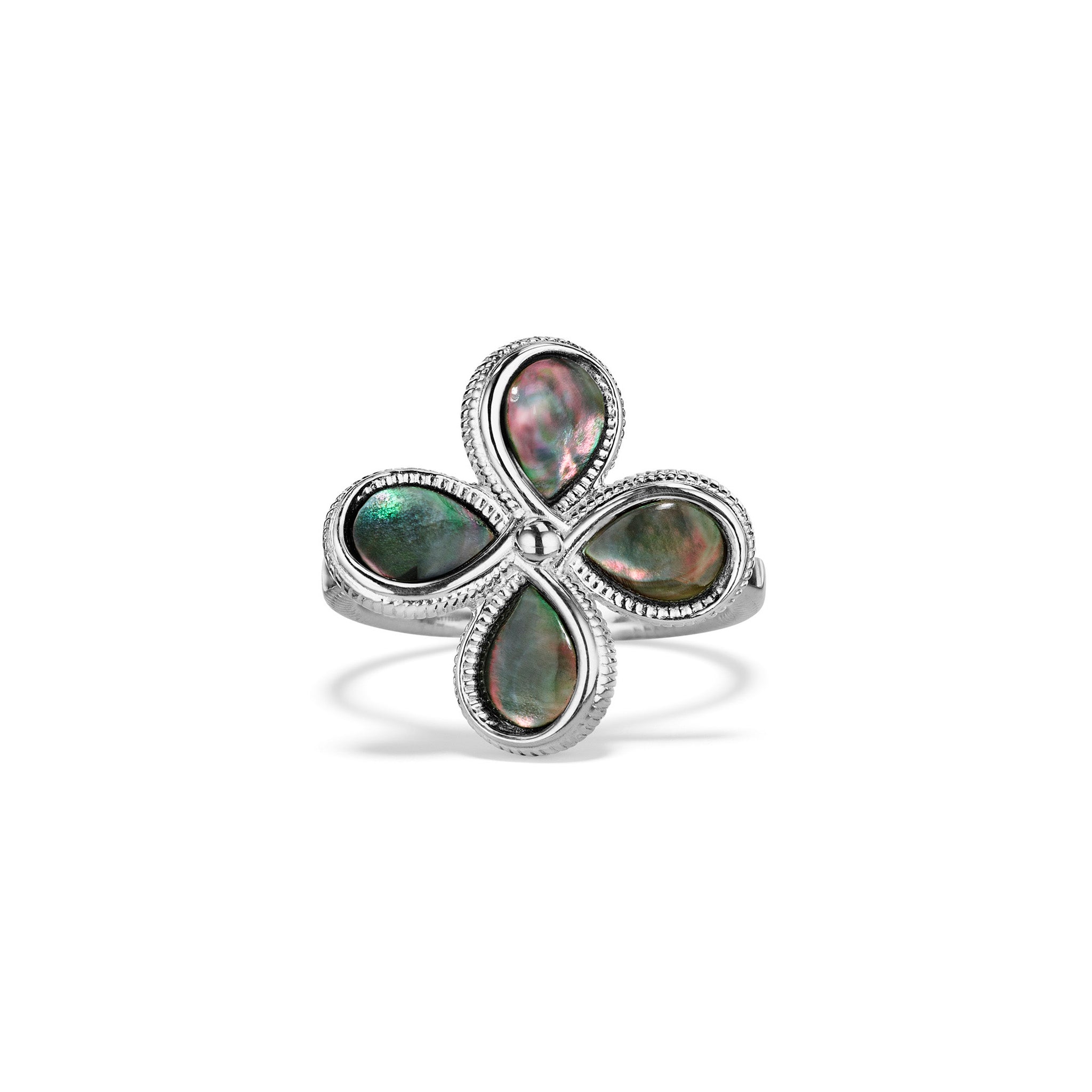 Jardin Flower Ring With Black Mother Of Pearl