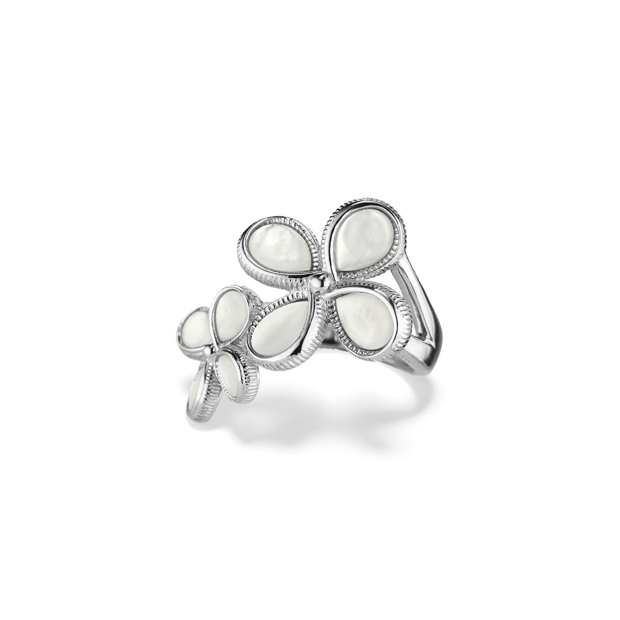 Jardin Double Flower Ring With Mother of Pearl