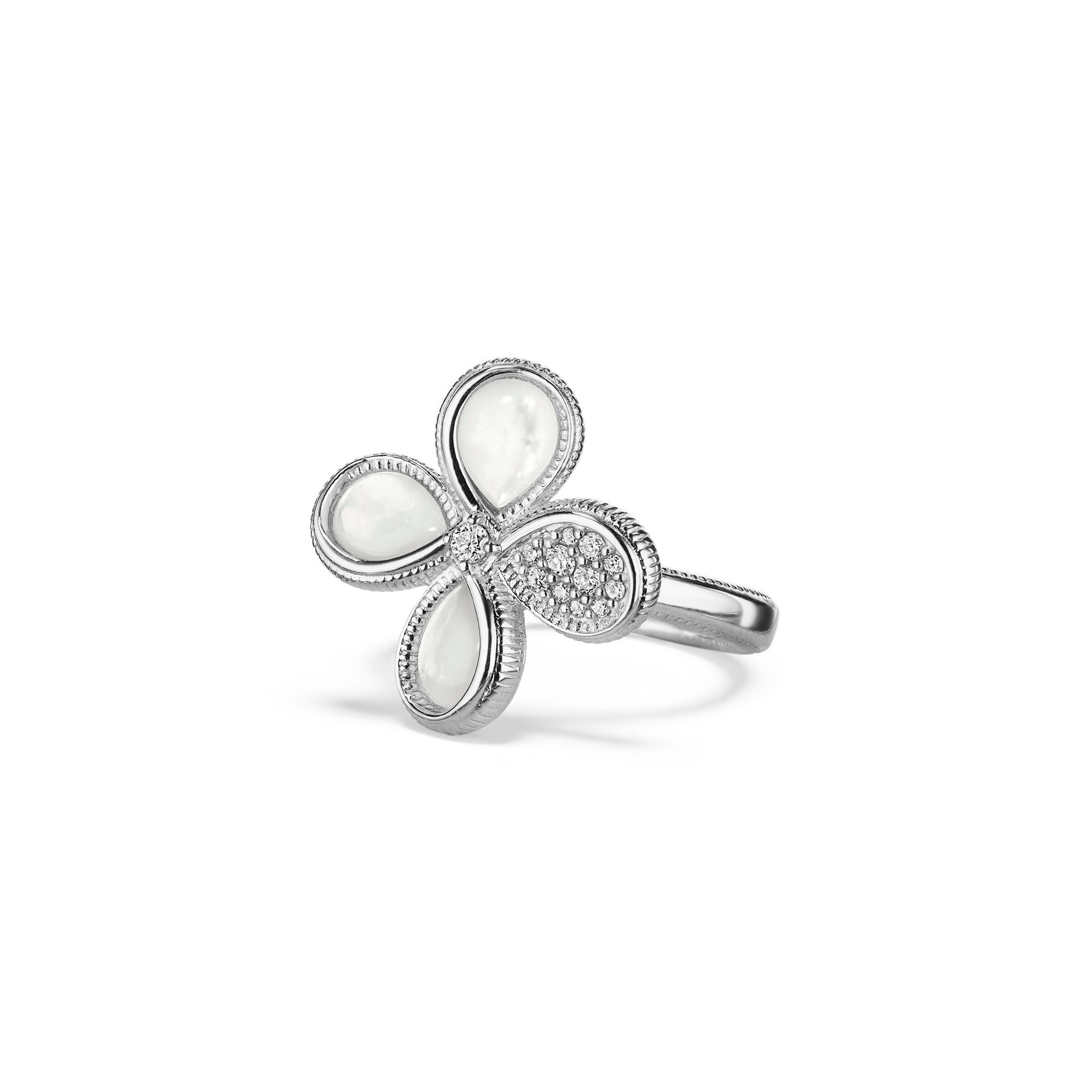 Jardin Flower Ring with Mother of Pearl and Cultured Diamonds