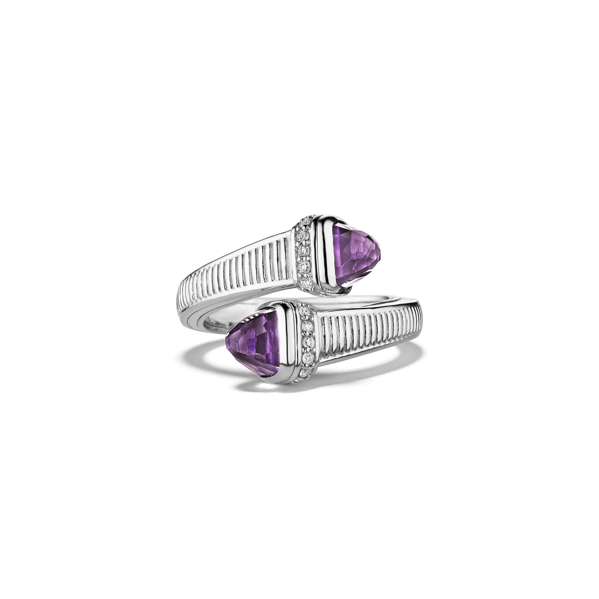 Cassandre Bypass Ring With Amethyst And Cultured Diamonds