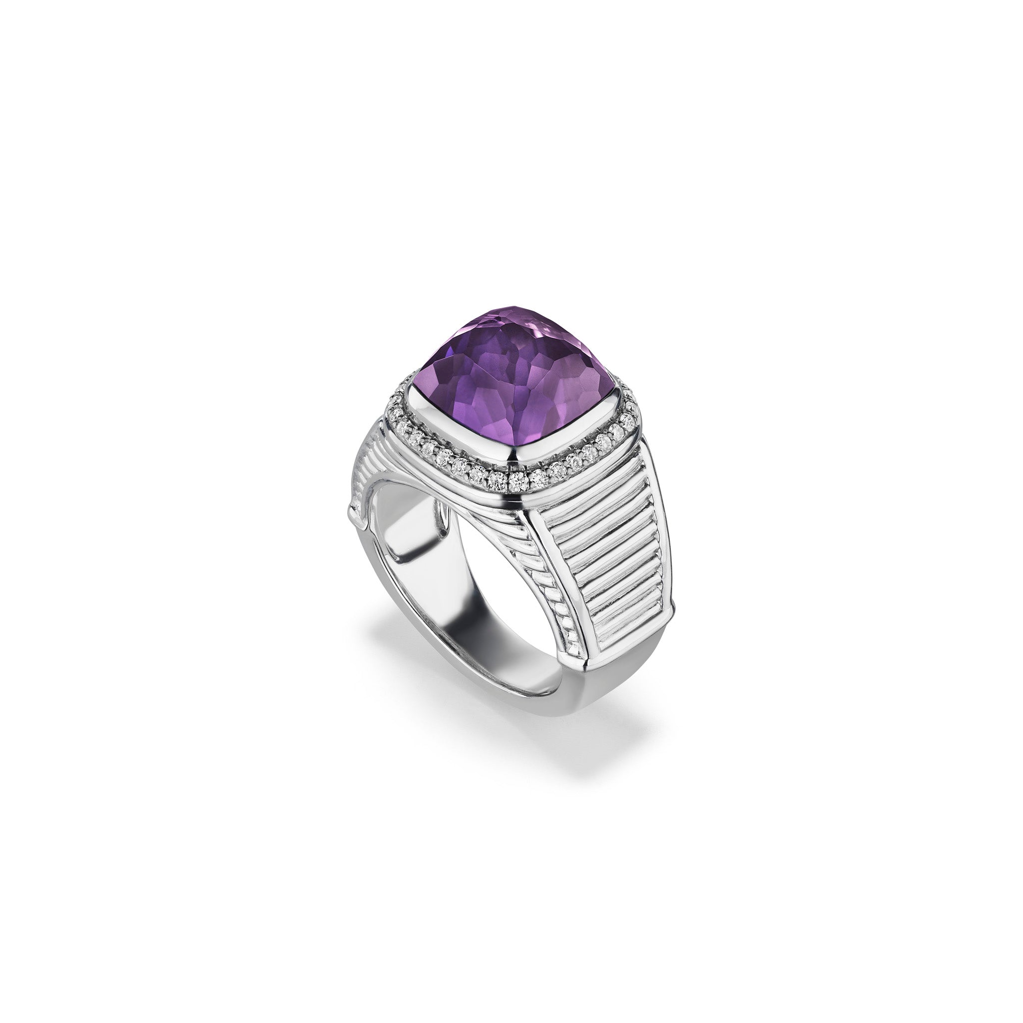 Cassandre Ring with Amethyst and Cultured Diamonds