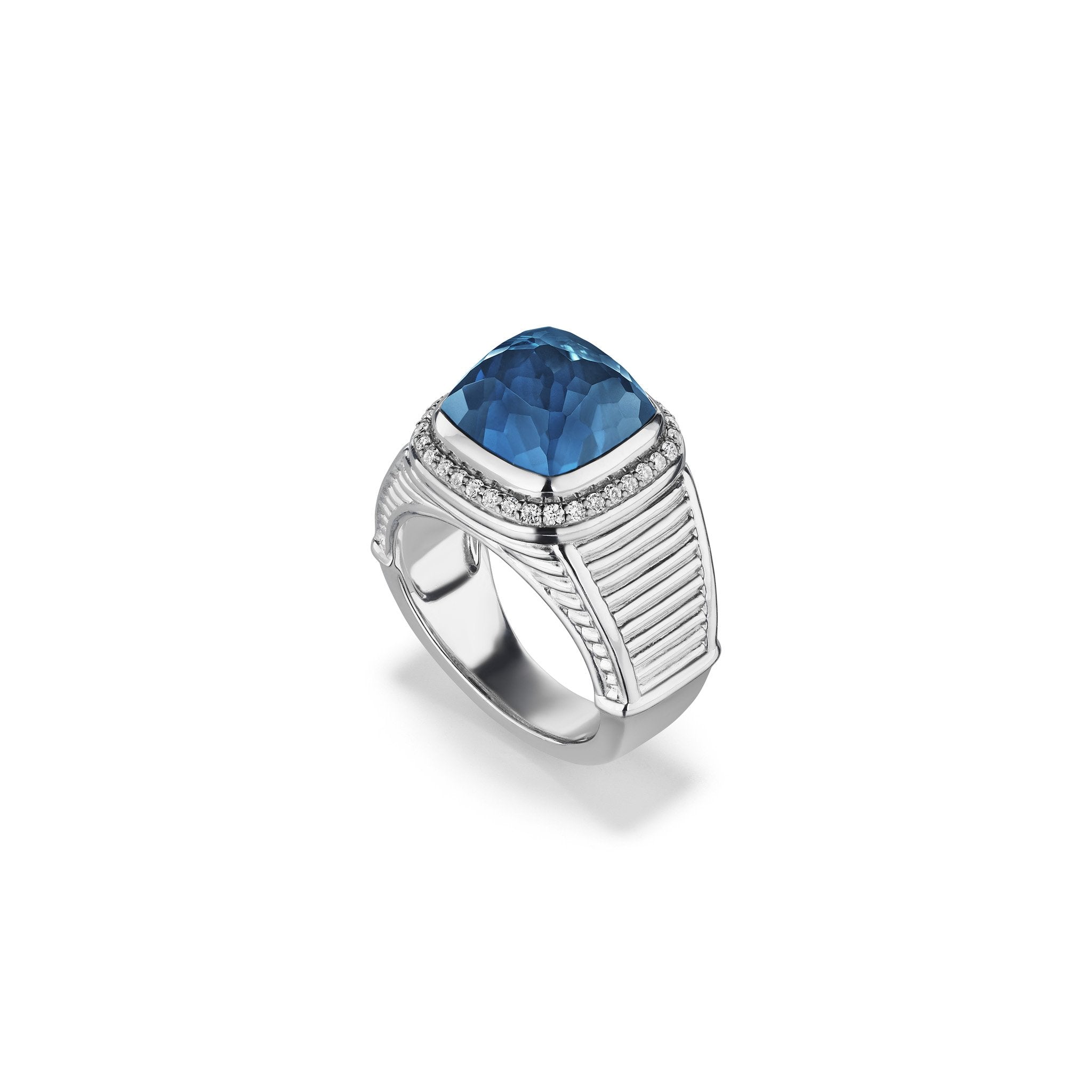 Cassandre Ring with London Blue Topaz and Diamonds
