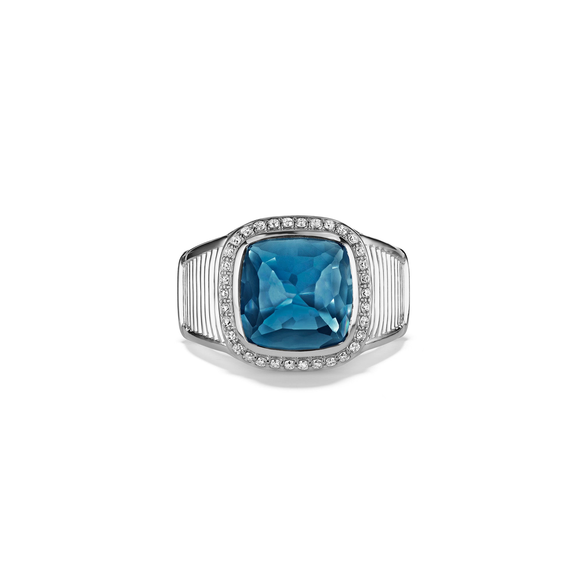 Cassandre Ring With London Blue Topaz And Cultured Diamonds