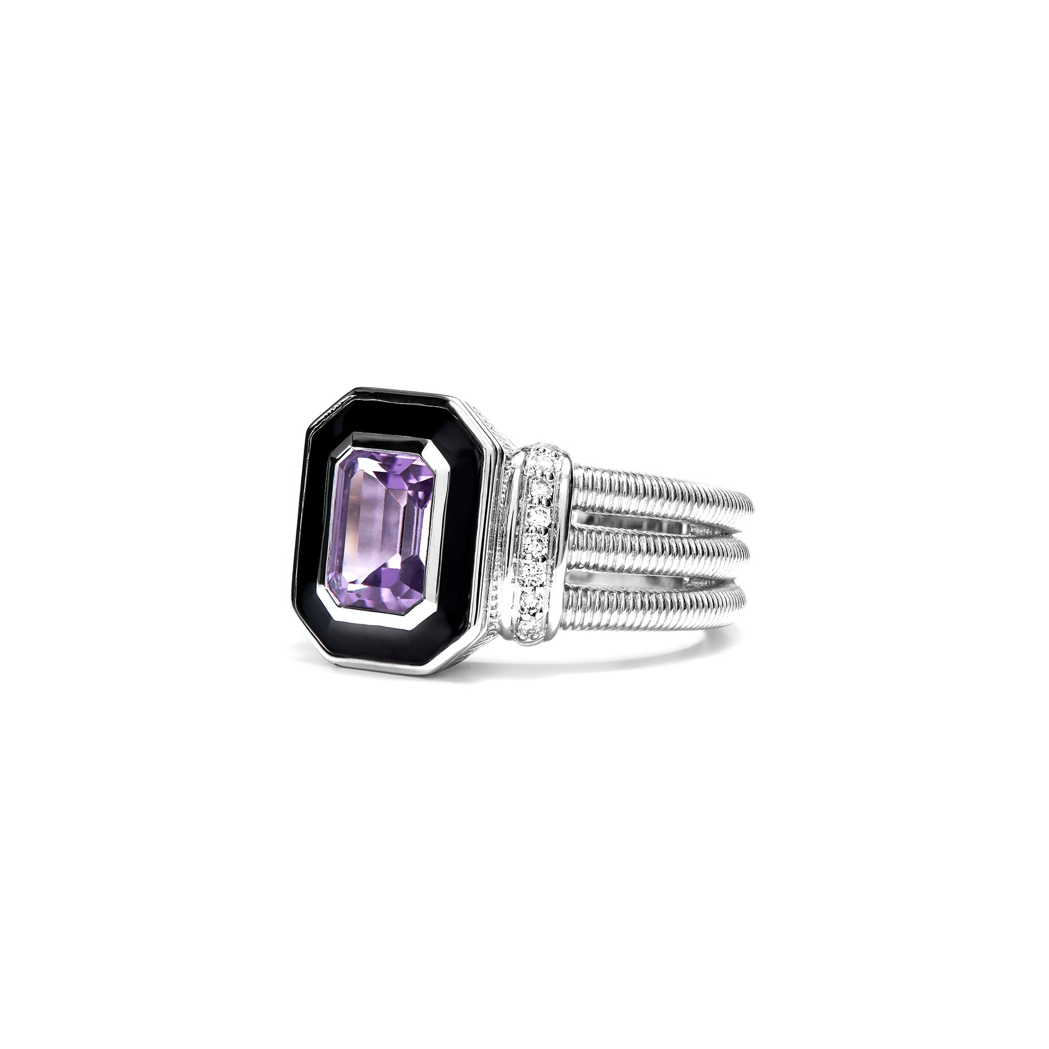 Adrienne Ring with Enamel, Amethyst and Diamonds