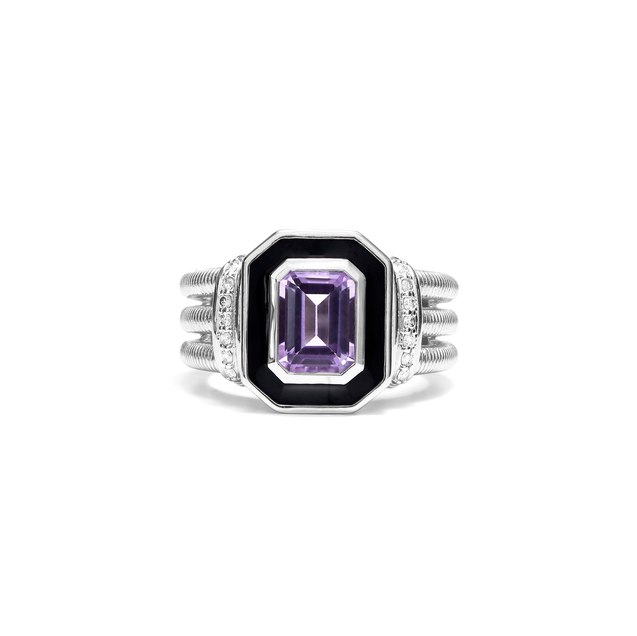 Adrienne Ring With Enamel, Amethyst And Diamonds