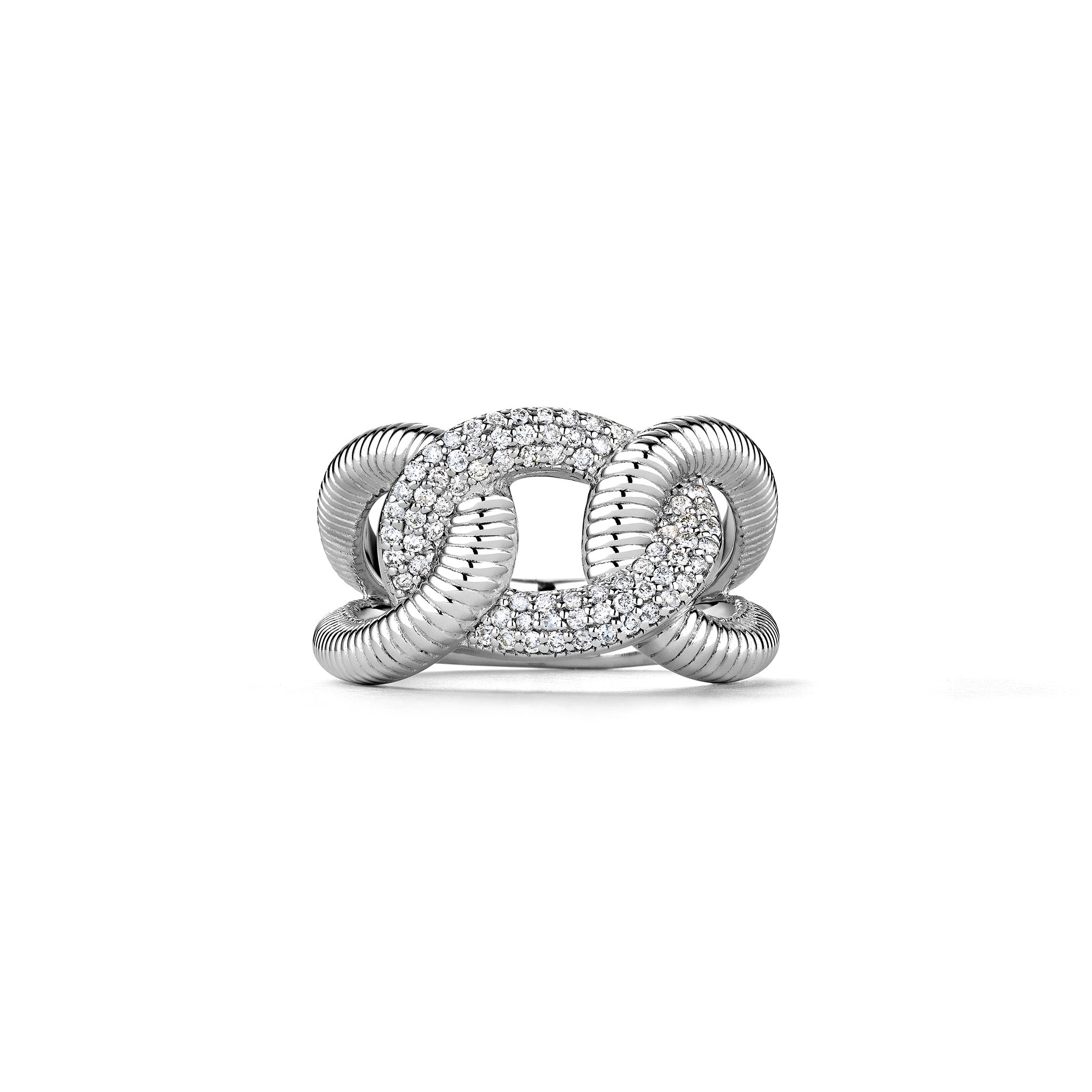 Eternity Interlocking Link Ring With Diamonds