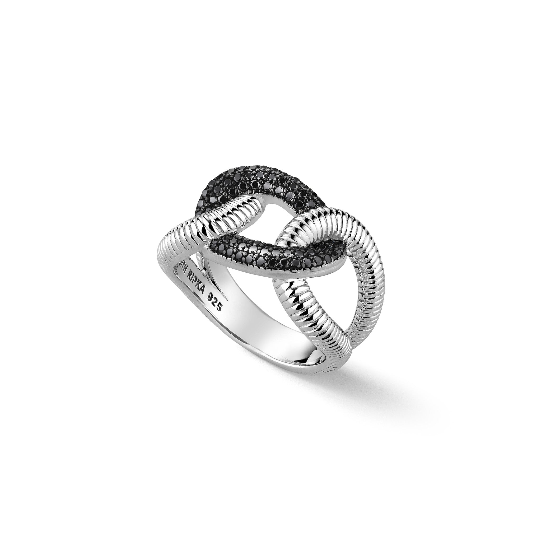 Eternity Interlocking Link Ring with Black Spinel