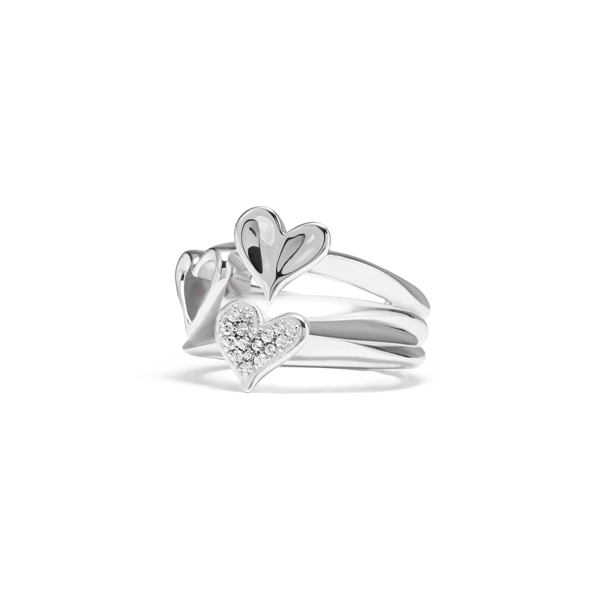 Eros Triple Heart Ring with Diamonds
