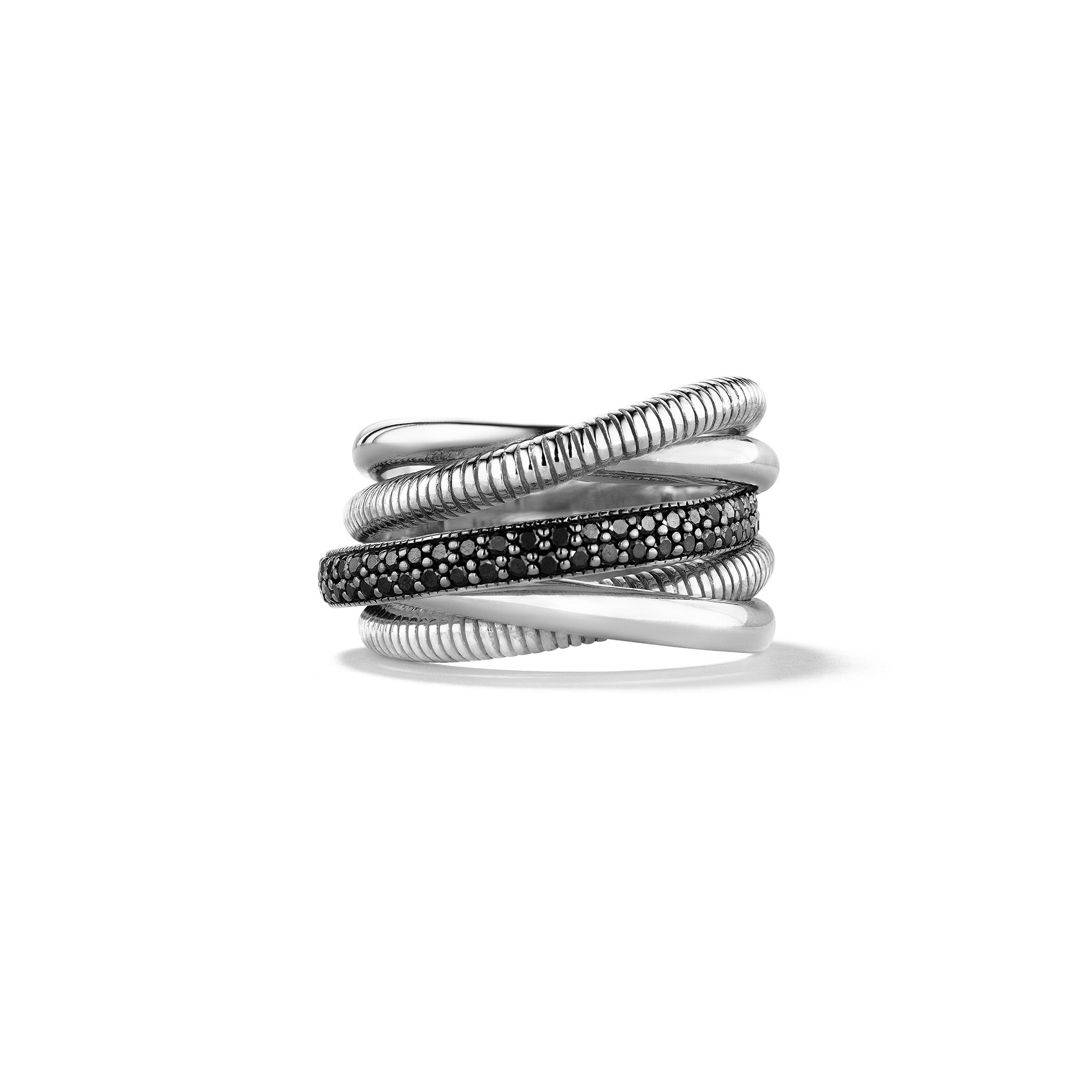 Eternity Five Band Highway Ring With Black Spinel