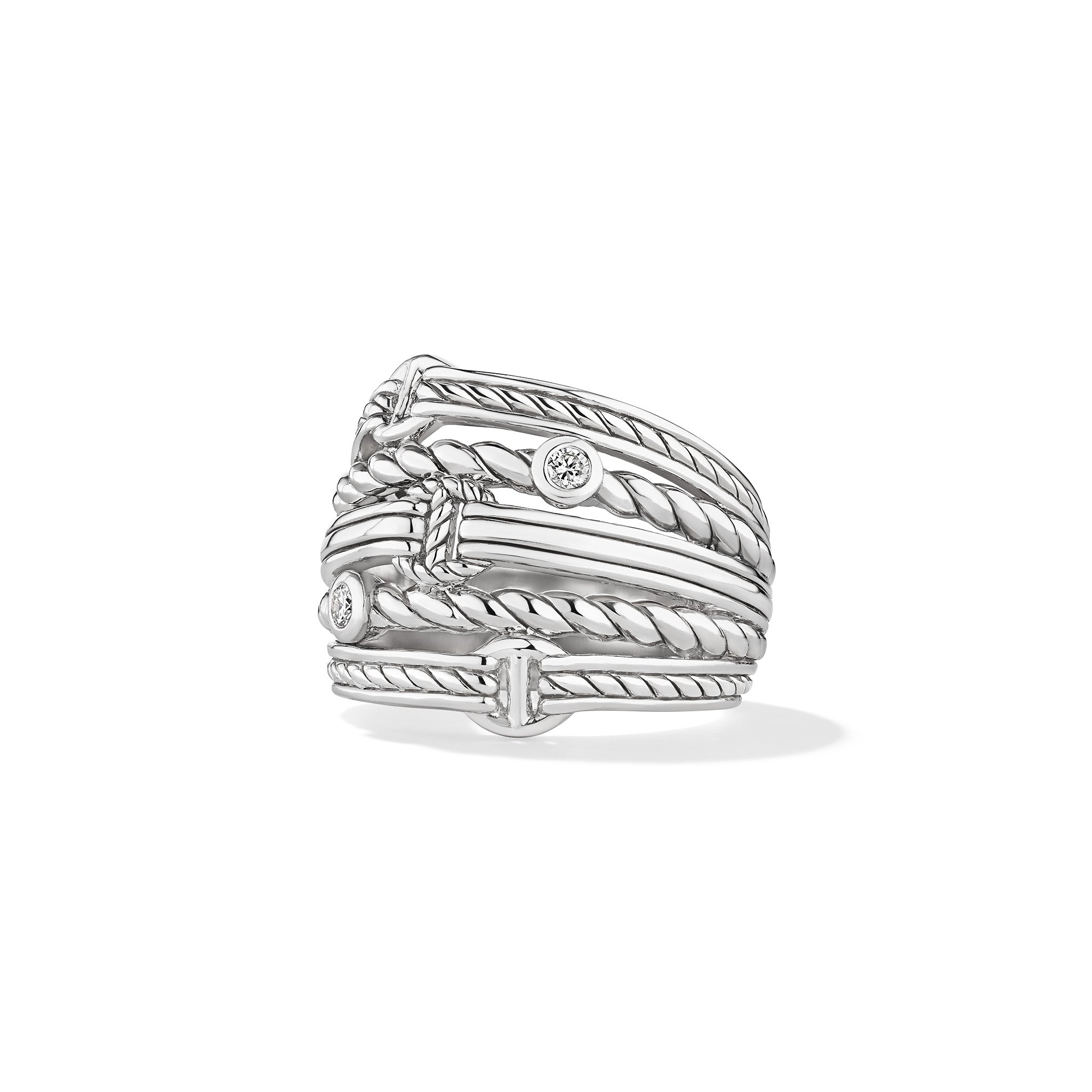 Vienna Multi Link Wide Band Ring with Diamonds