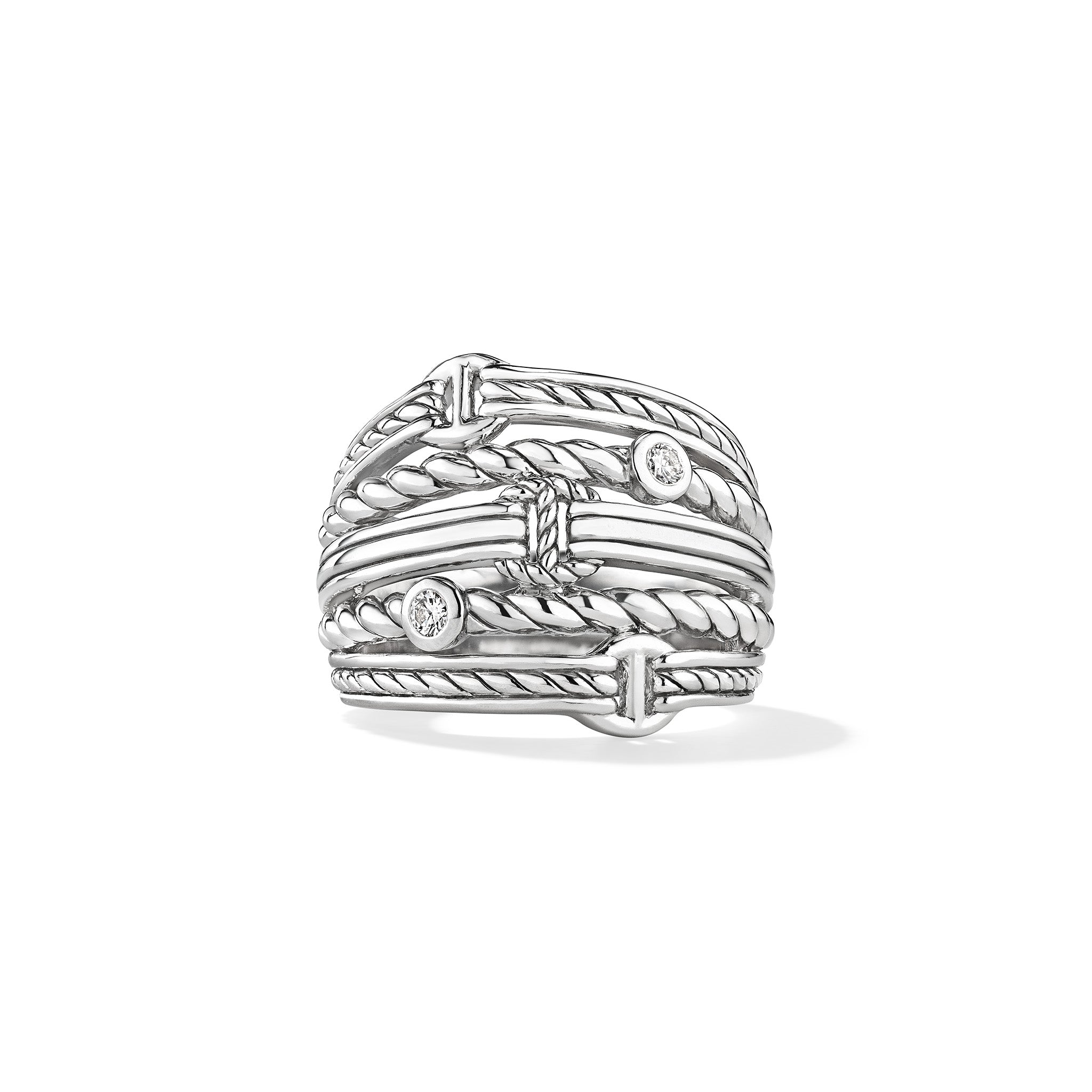 Vienna Multi Link Wide Band Ring With Diamonds