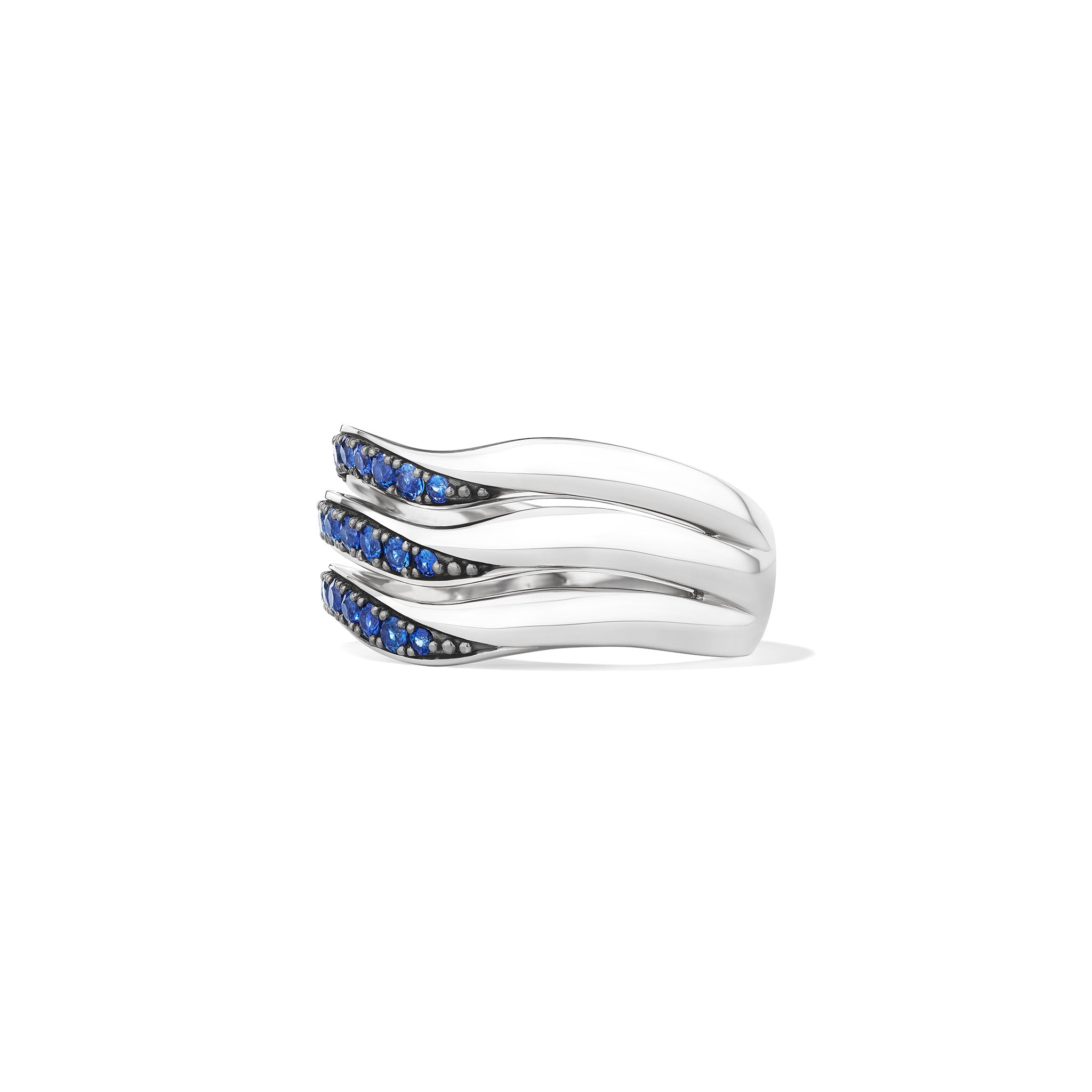 Nova Three Band Ring with Blue Sapphire