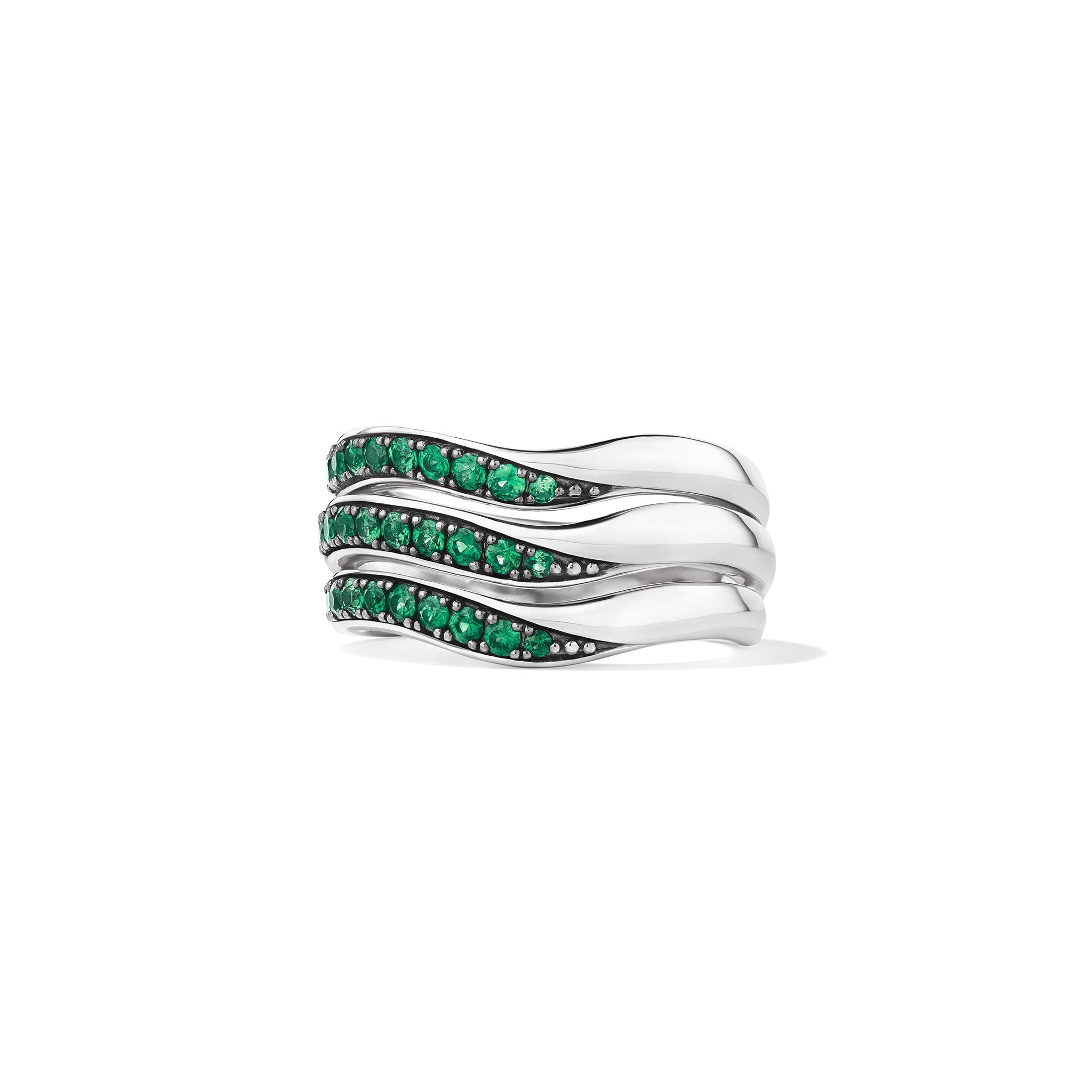 Nova Three Band Ring With Emerald