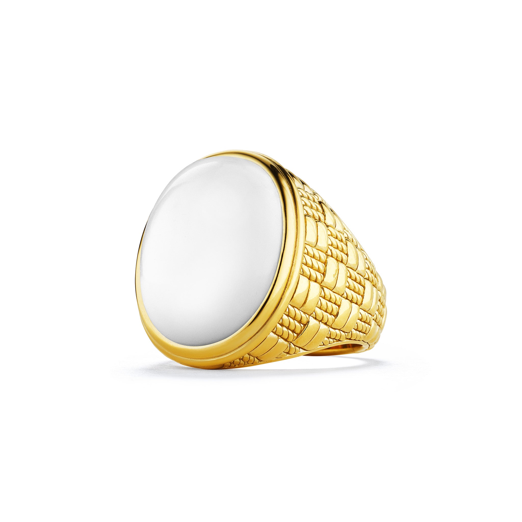 Ocean Reef Ring With White Agate In 18K Gold Vermeil