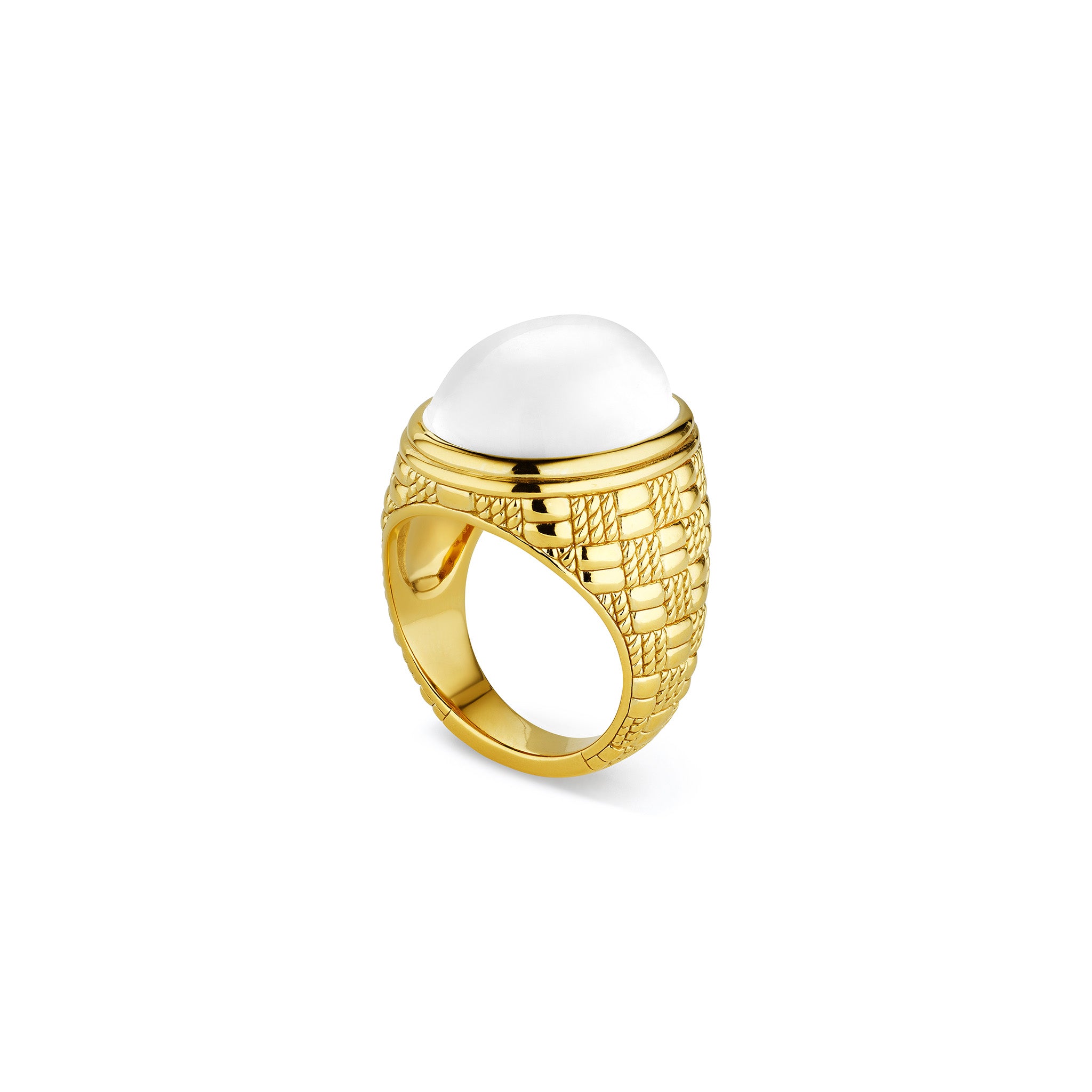 Ocean Reef Ring with White Agate in 18K Gold Vermeil