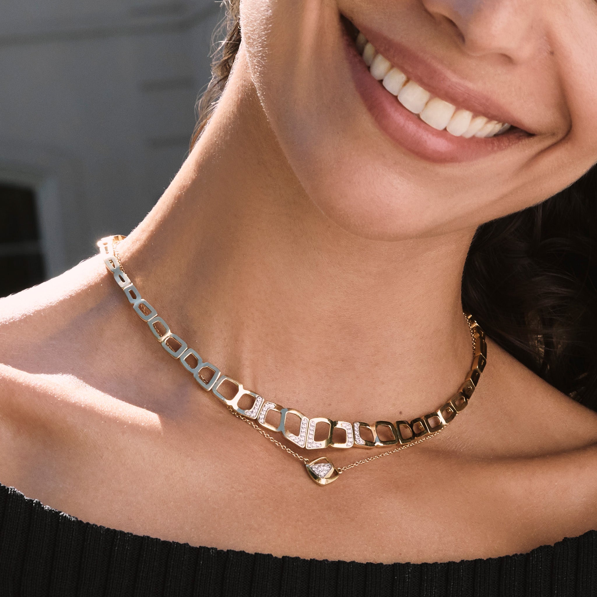Selvaggia Collar Necklace with Diamonds in 14K