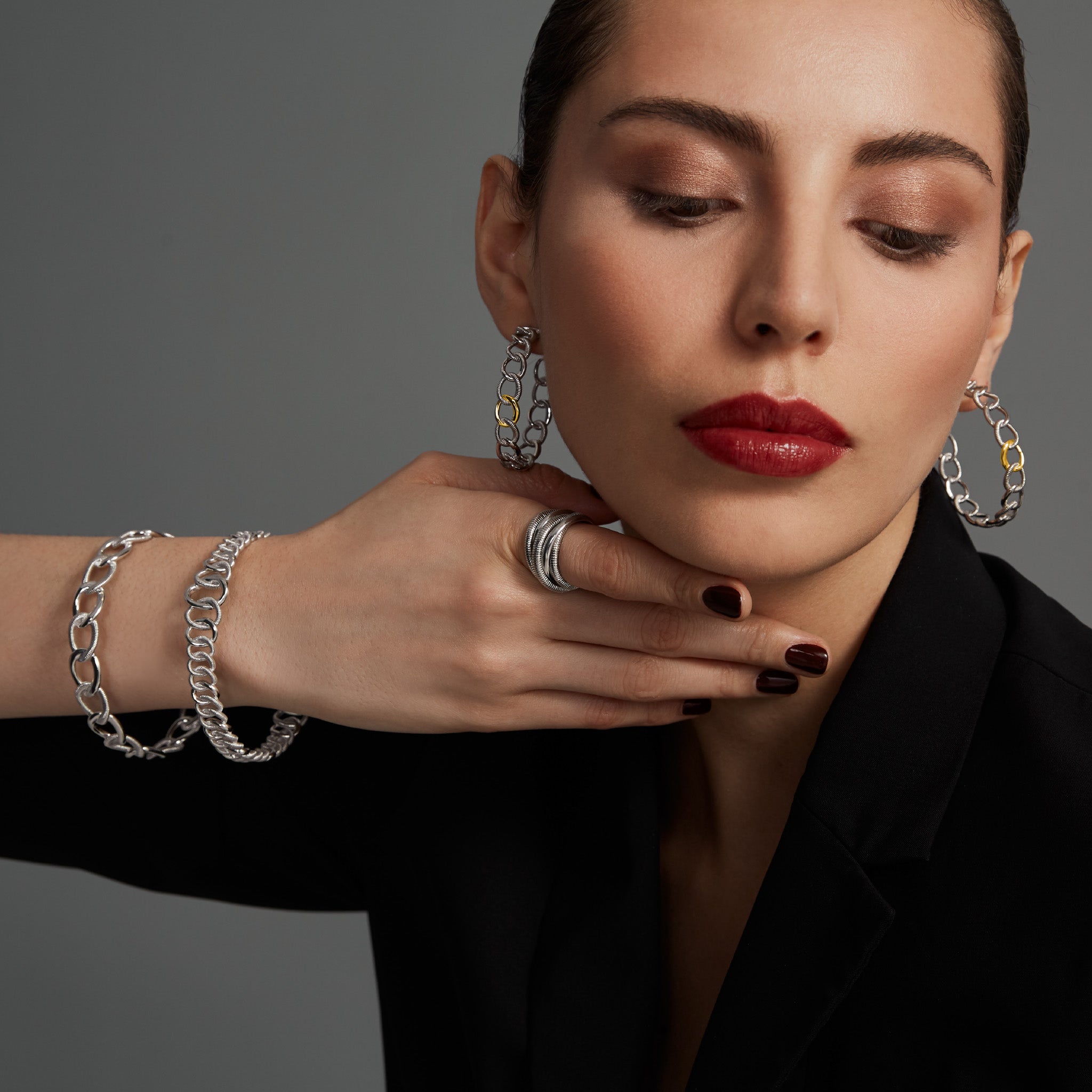 Eternity Interlocking Multi Link Hoop Earrings with 18K Gold