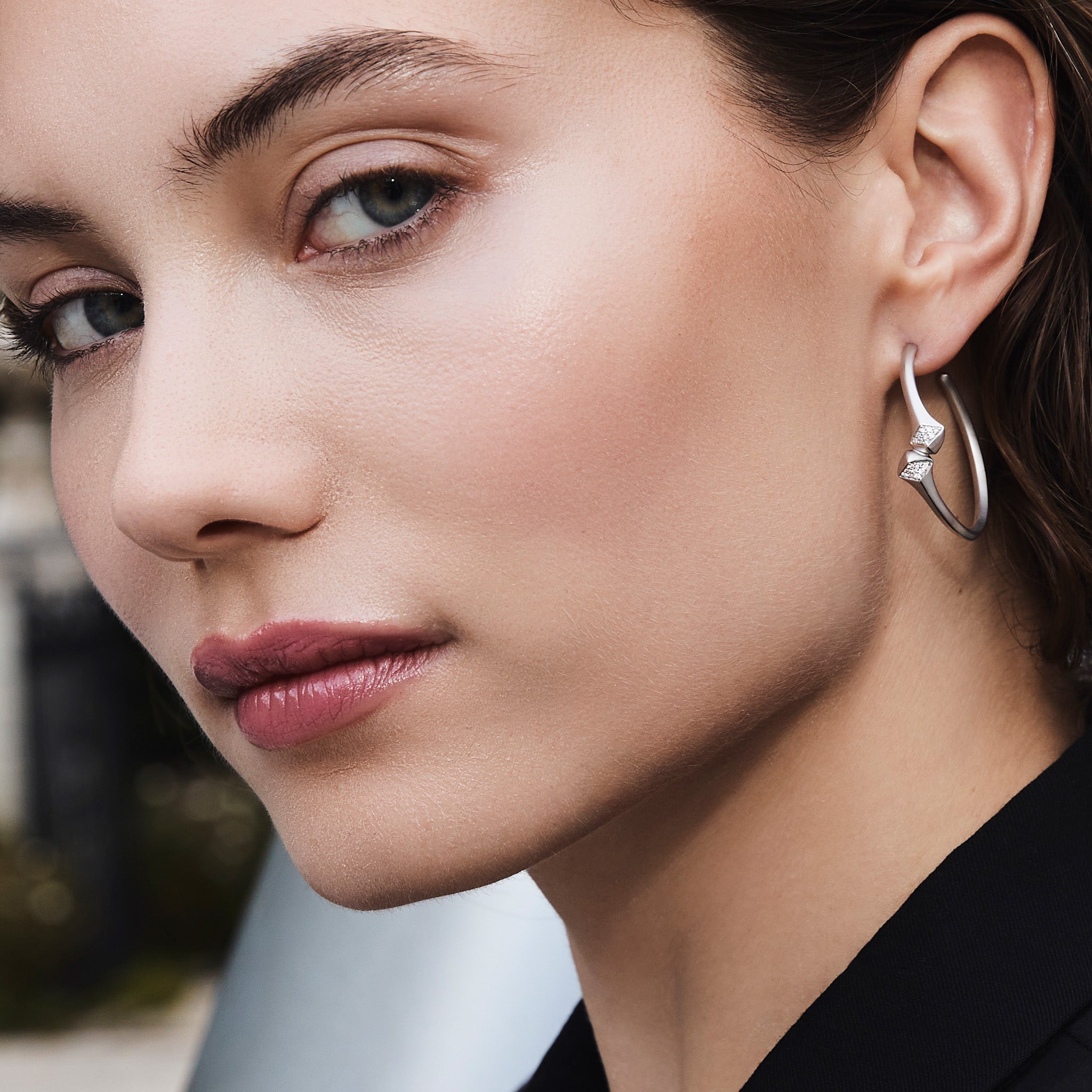 Iris Hoop Earrings with Diamonds
