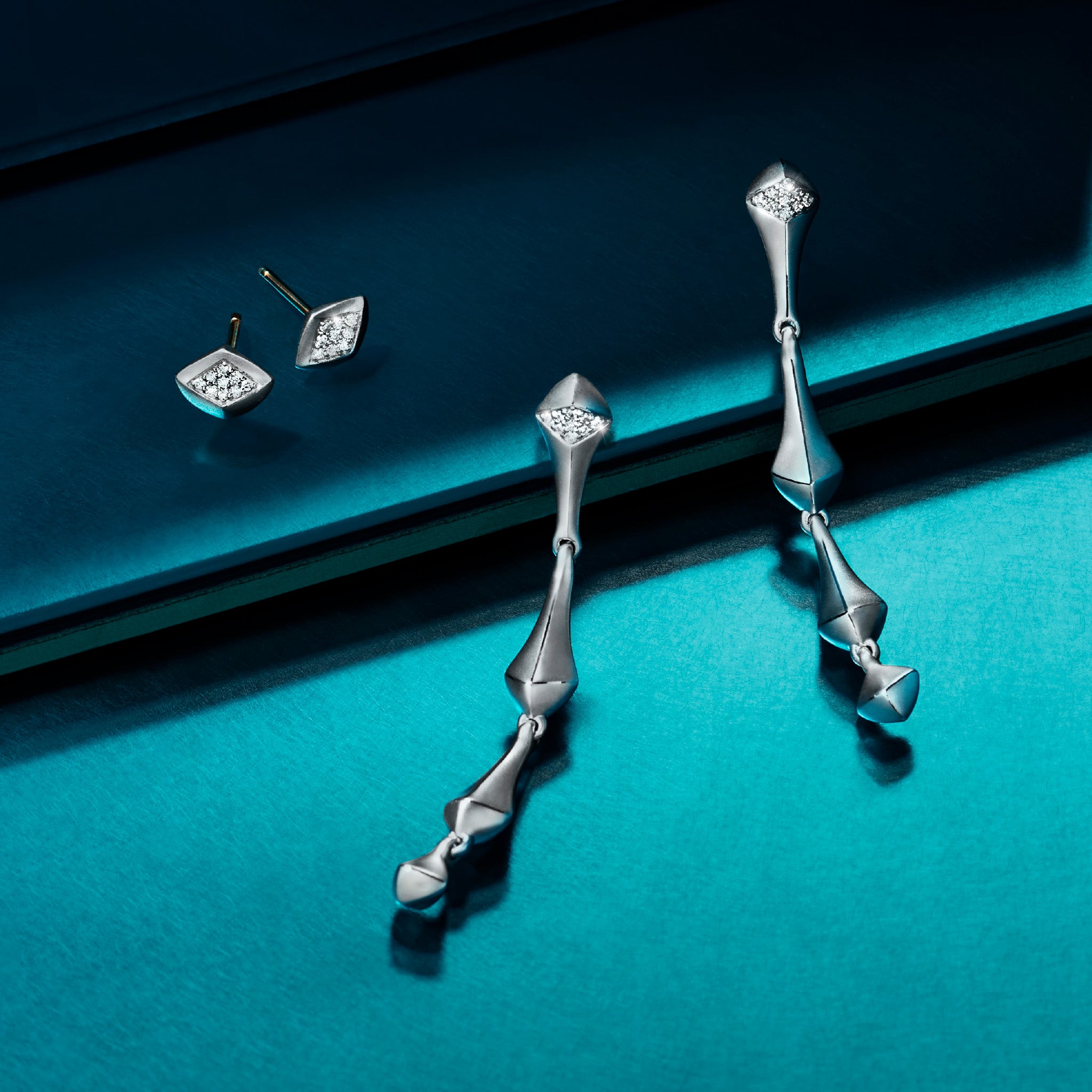 Iris Drop Earrings with Diamonds