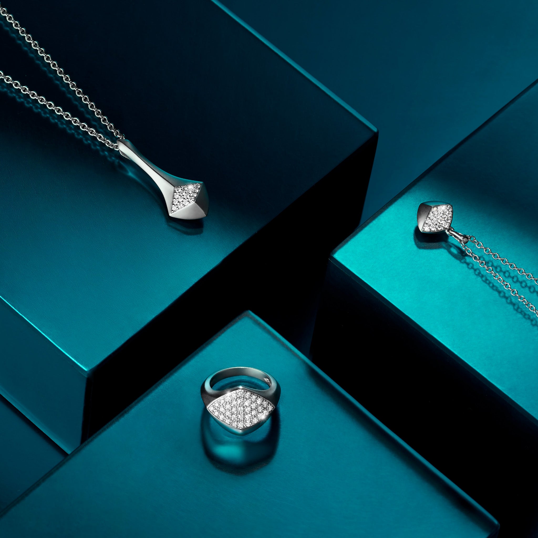 Iris Drop Necklace with Diamonds