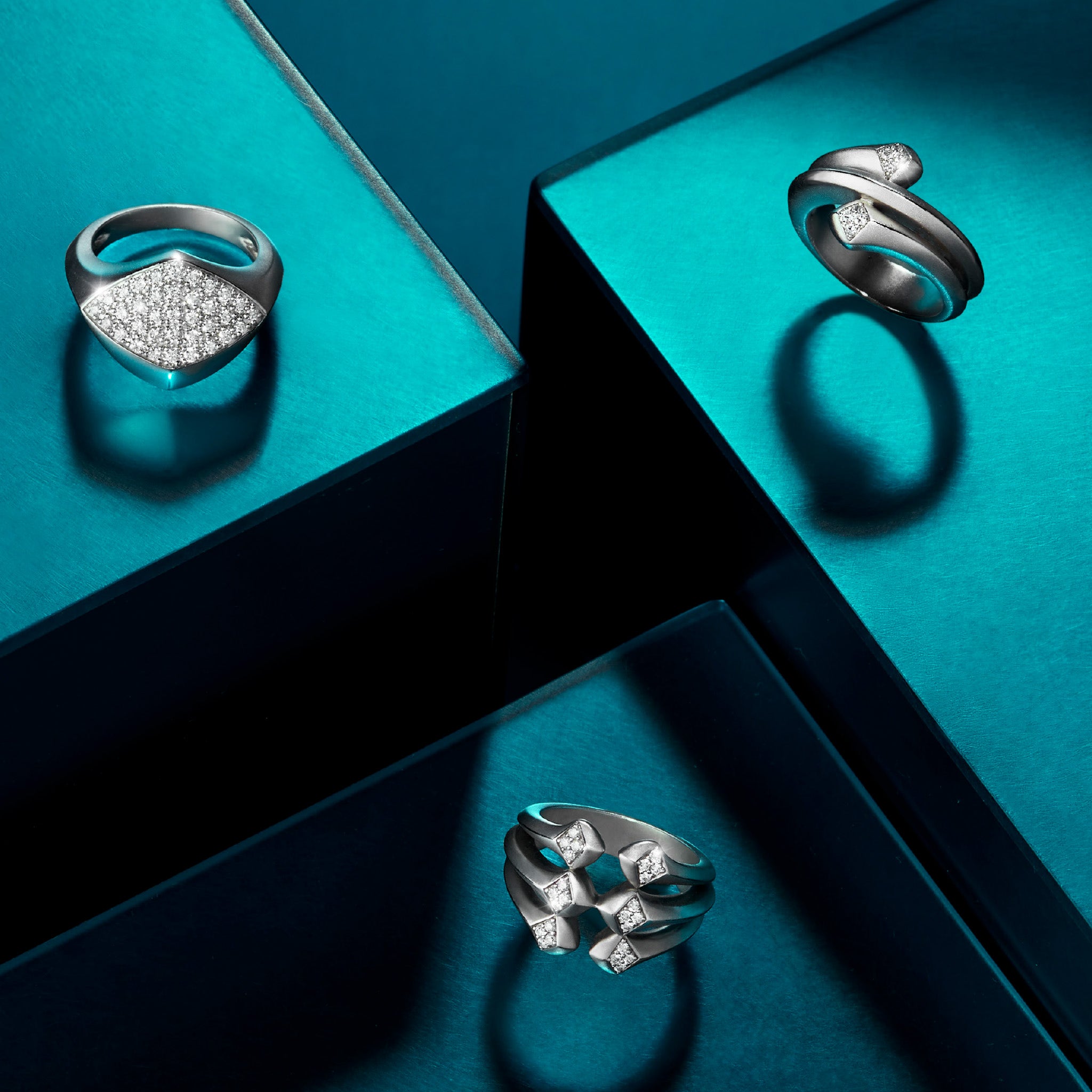 Iris Bypass Ring with Diamonds